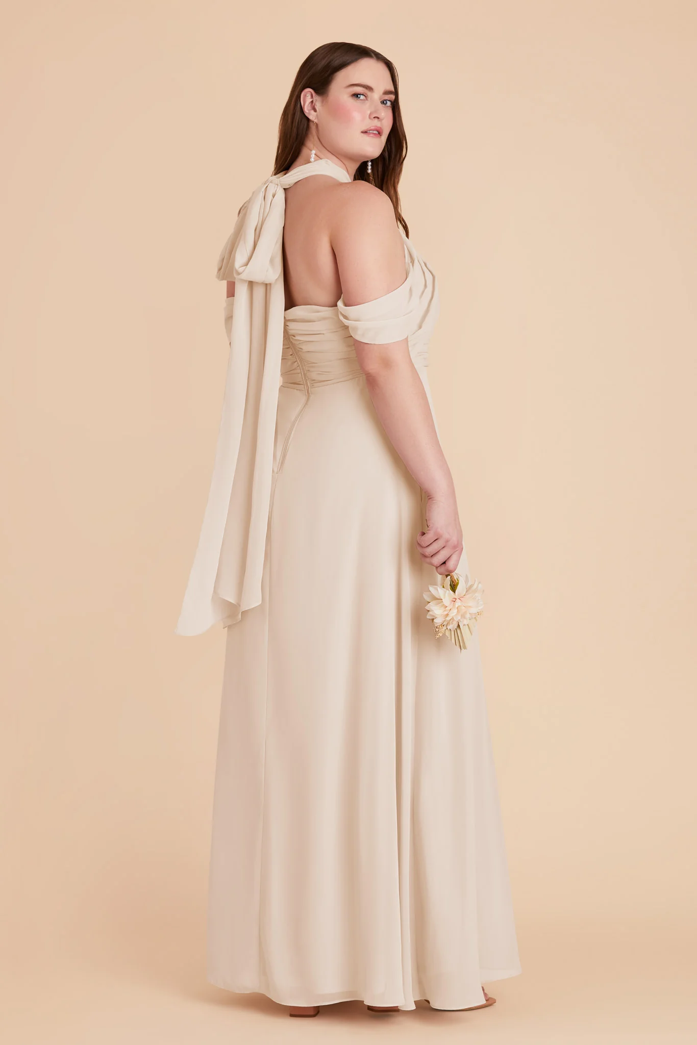 Cara Chiffon Dress - Champagne - Image 11