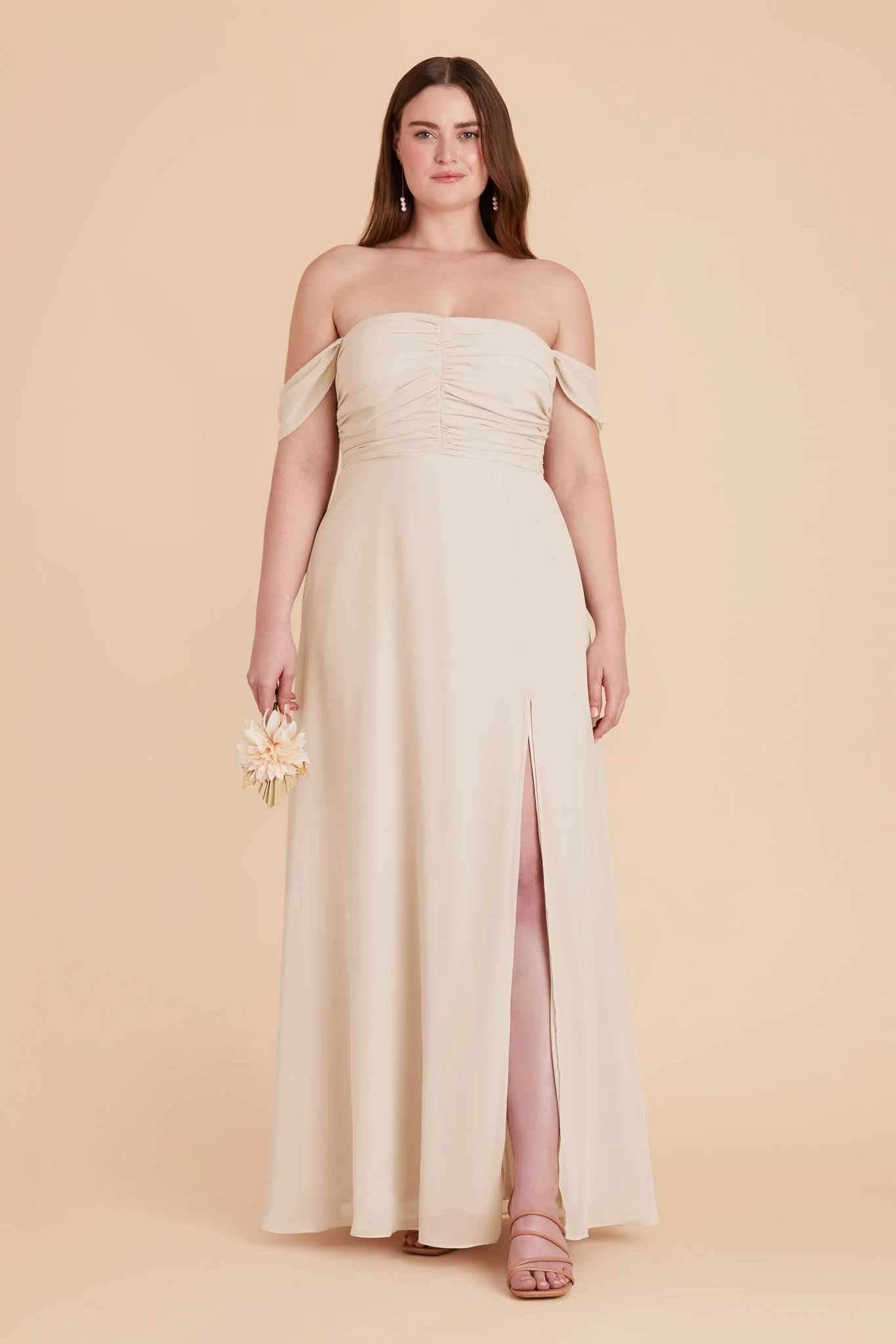 Cara Chiffon Dress - Champagne - Image 2
