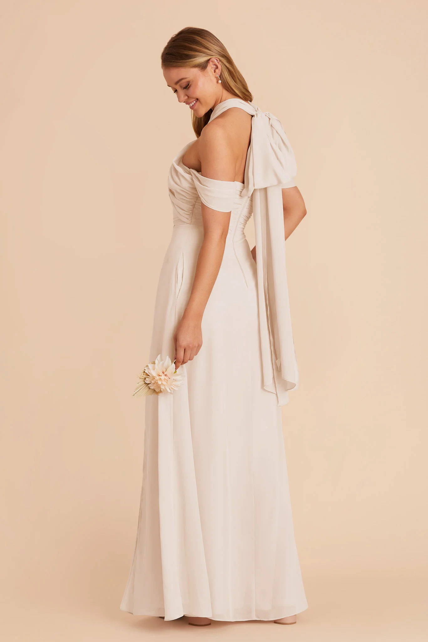 Cara Chiffon Dress - Champagne - Image 6