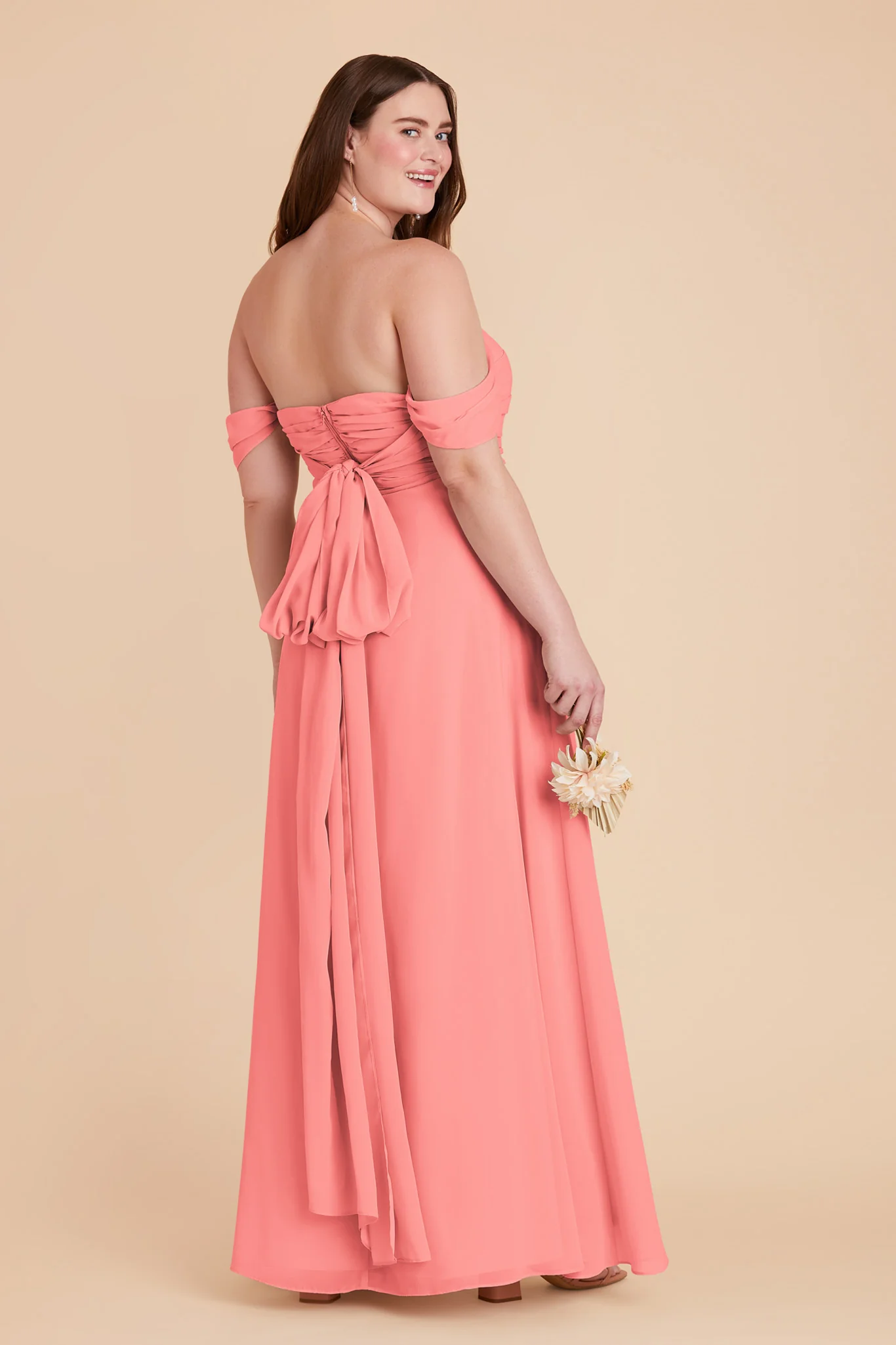 Cara Chiffon Dress - Coral Pink - Image 11