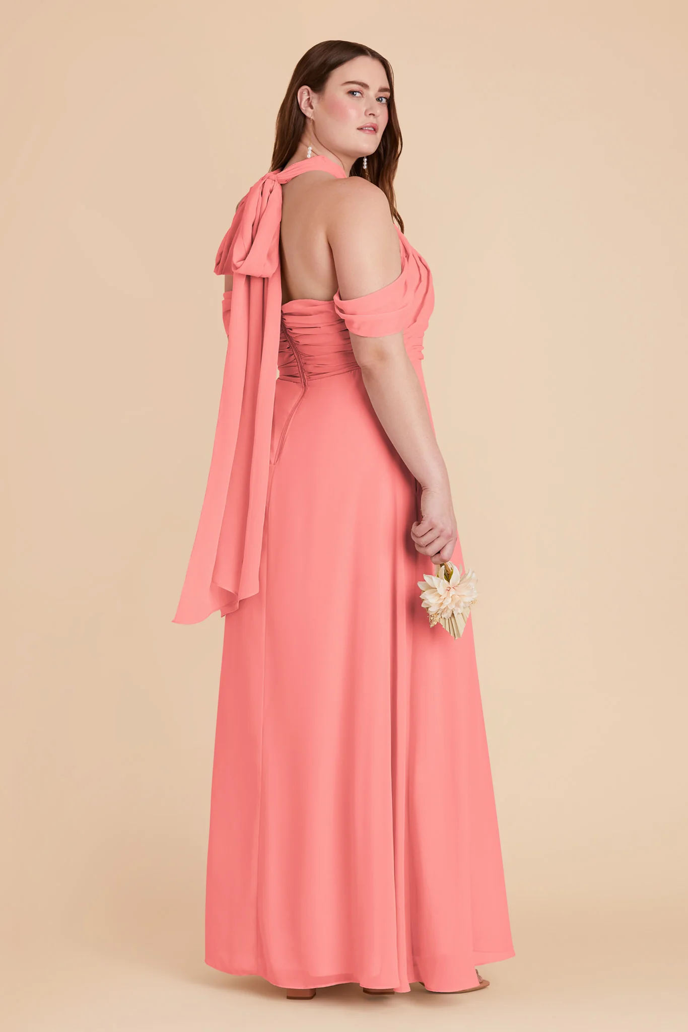 Cara Chiffon Dress - Coral Pink - Image 12