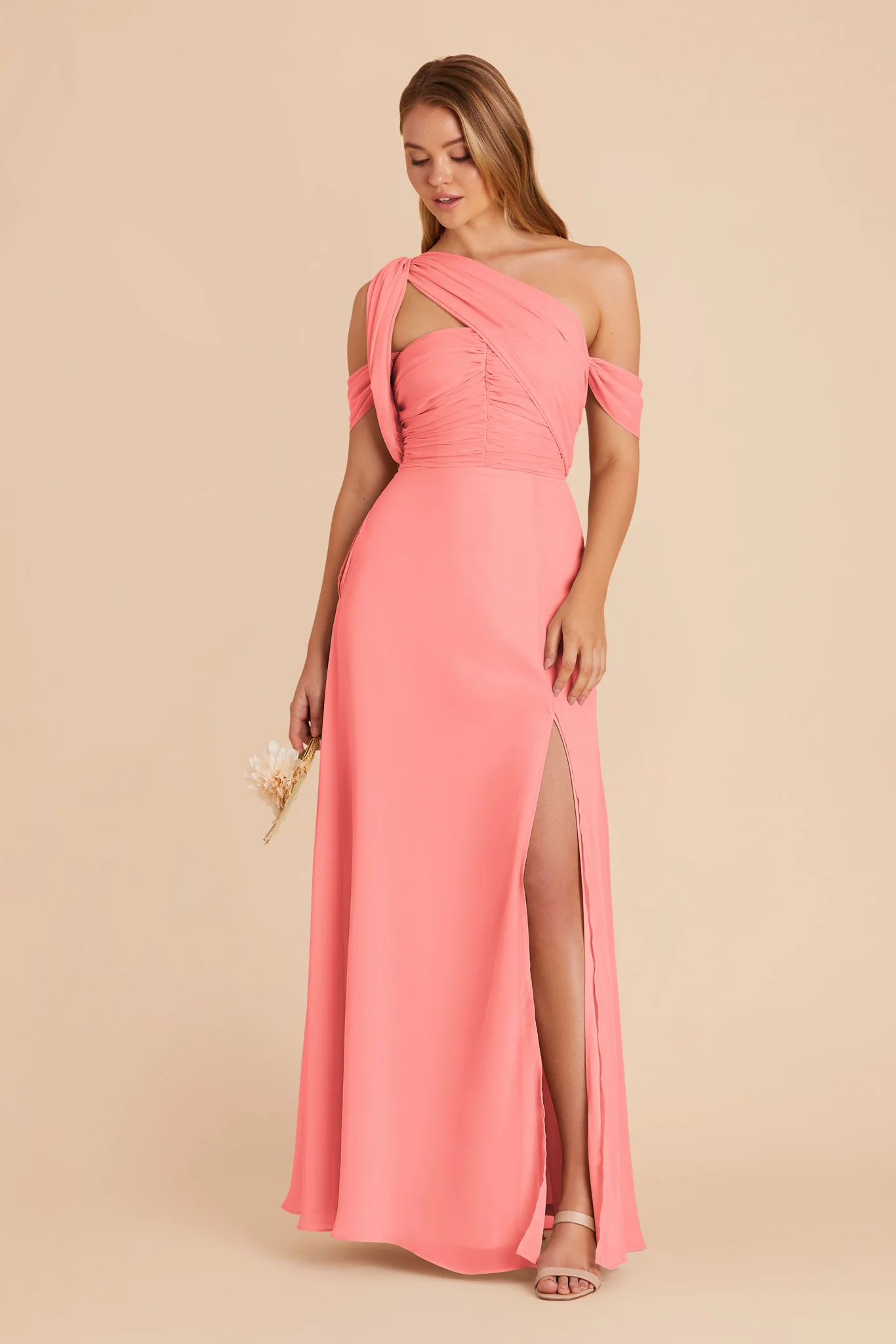 Cara Chiffon Dress - Coral Pink - Image 5
