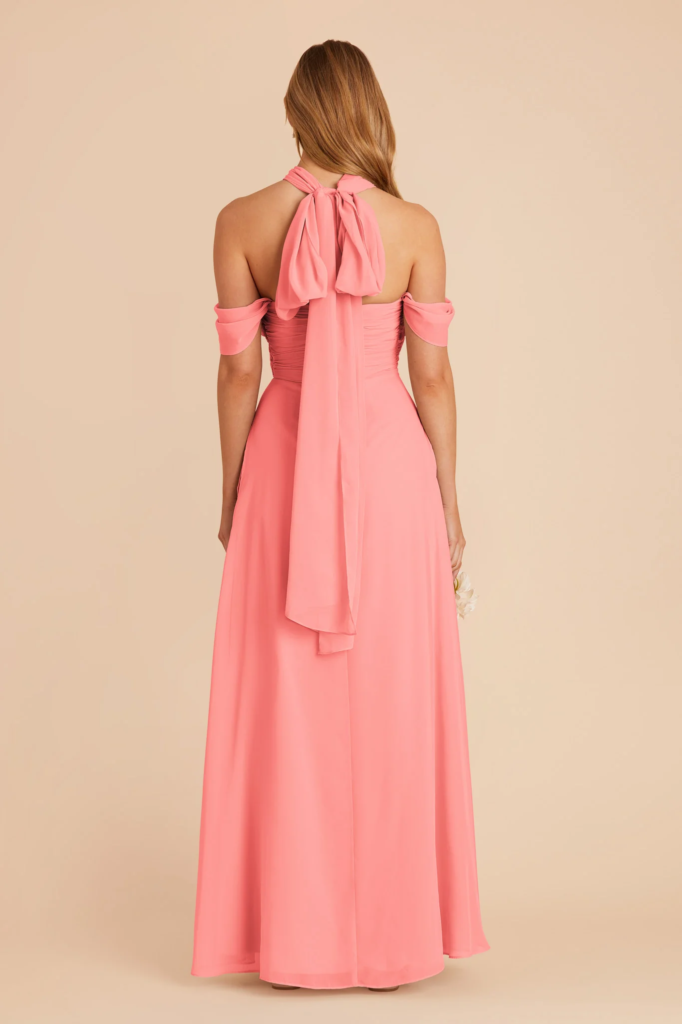 Cara Chiffon Dress - Coral Pink - Image 8