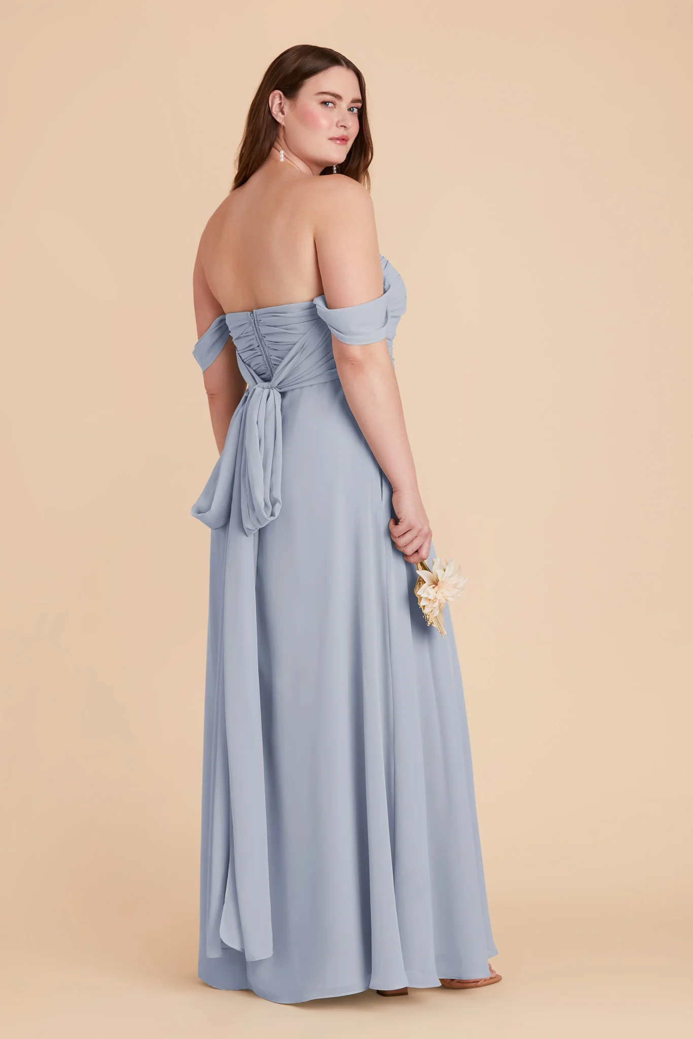 Cara Chiffon Dress - Dusty Blue - Image 11