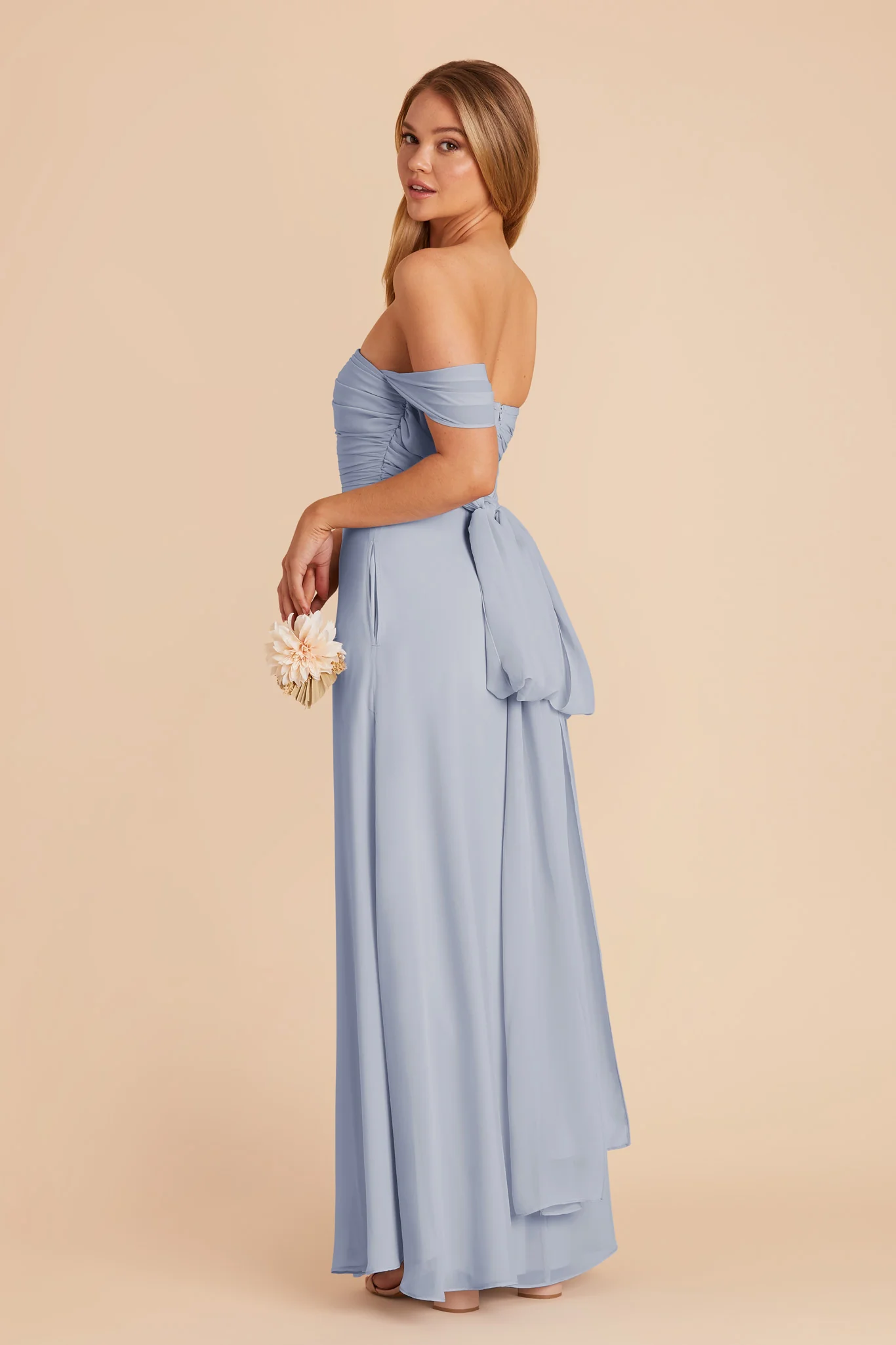 Cara Chiffon Dress - Dusty Blue - Image 3