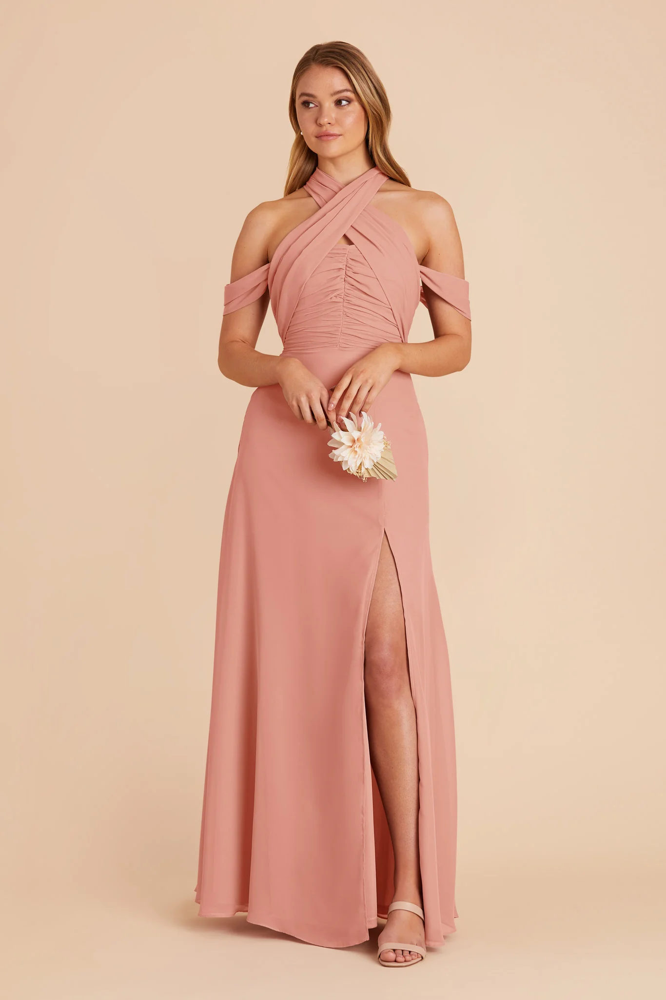 Cara Chiffon Dress - Dusty Rose - Image 5