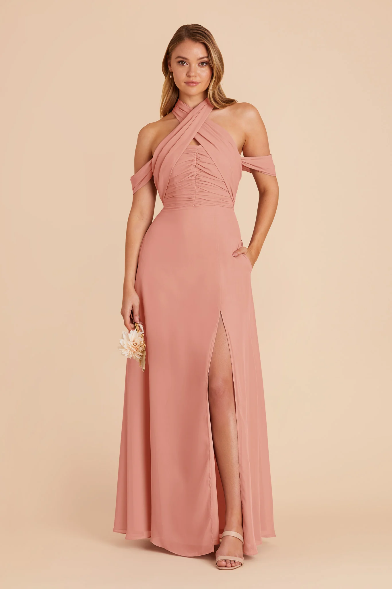 Cara Chiffon Dress - Dusty Rose - Image 6