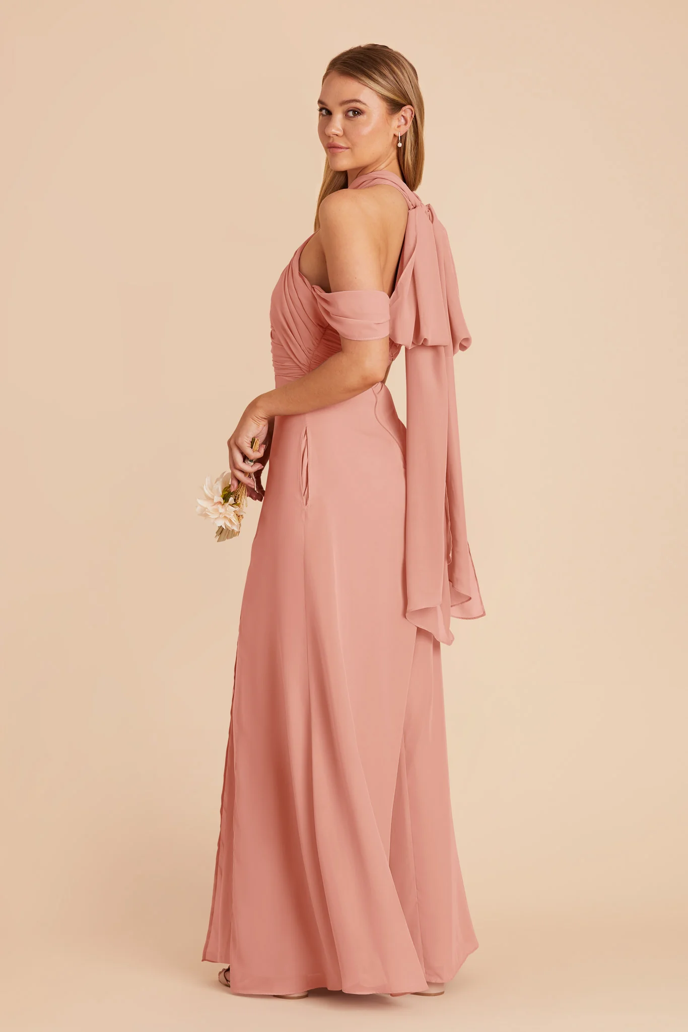 Cara Chiffon Dress - Dusty Rose - Image 7