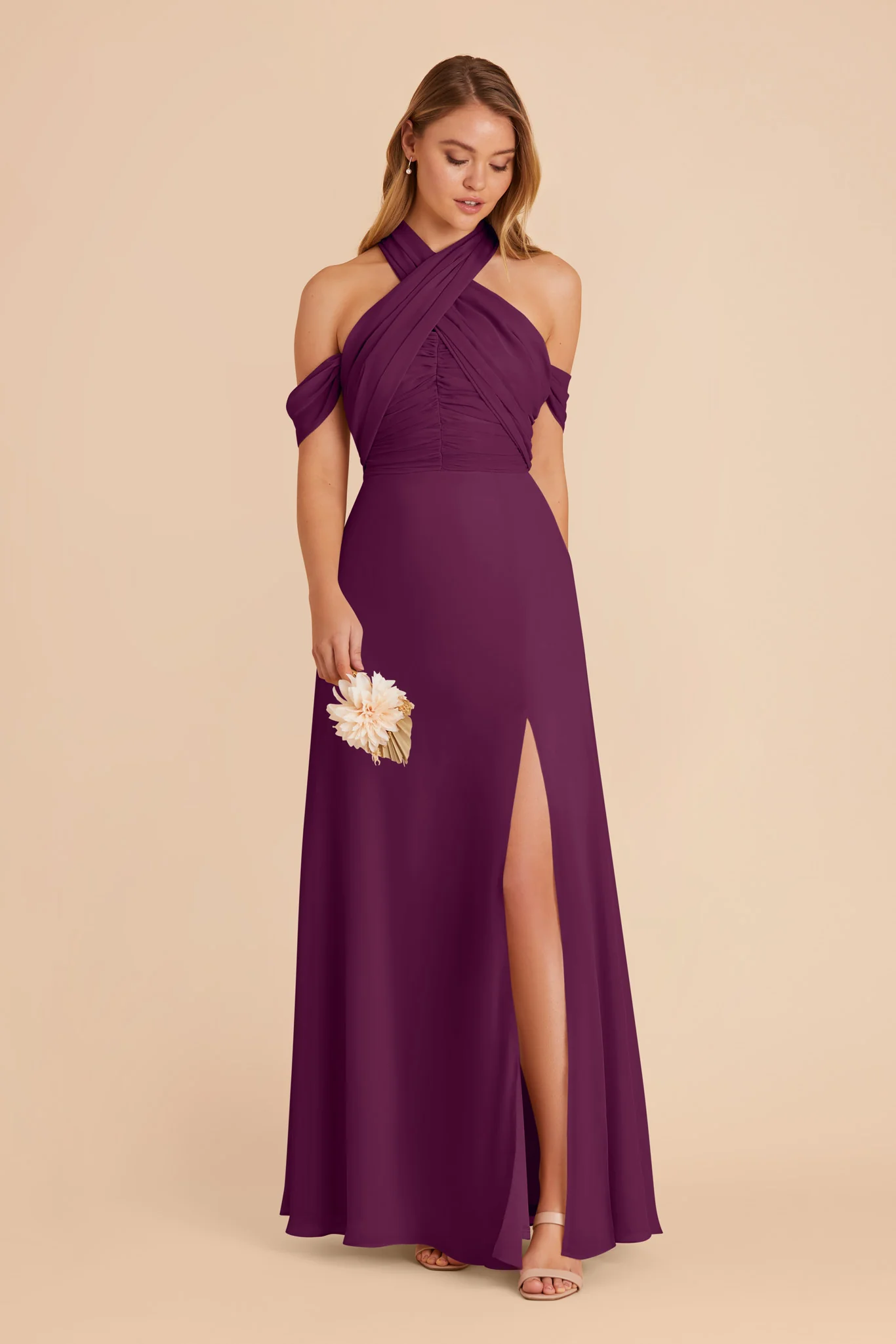Cara Chiffon Dress - Fig - Image 4