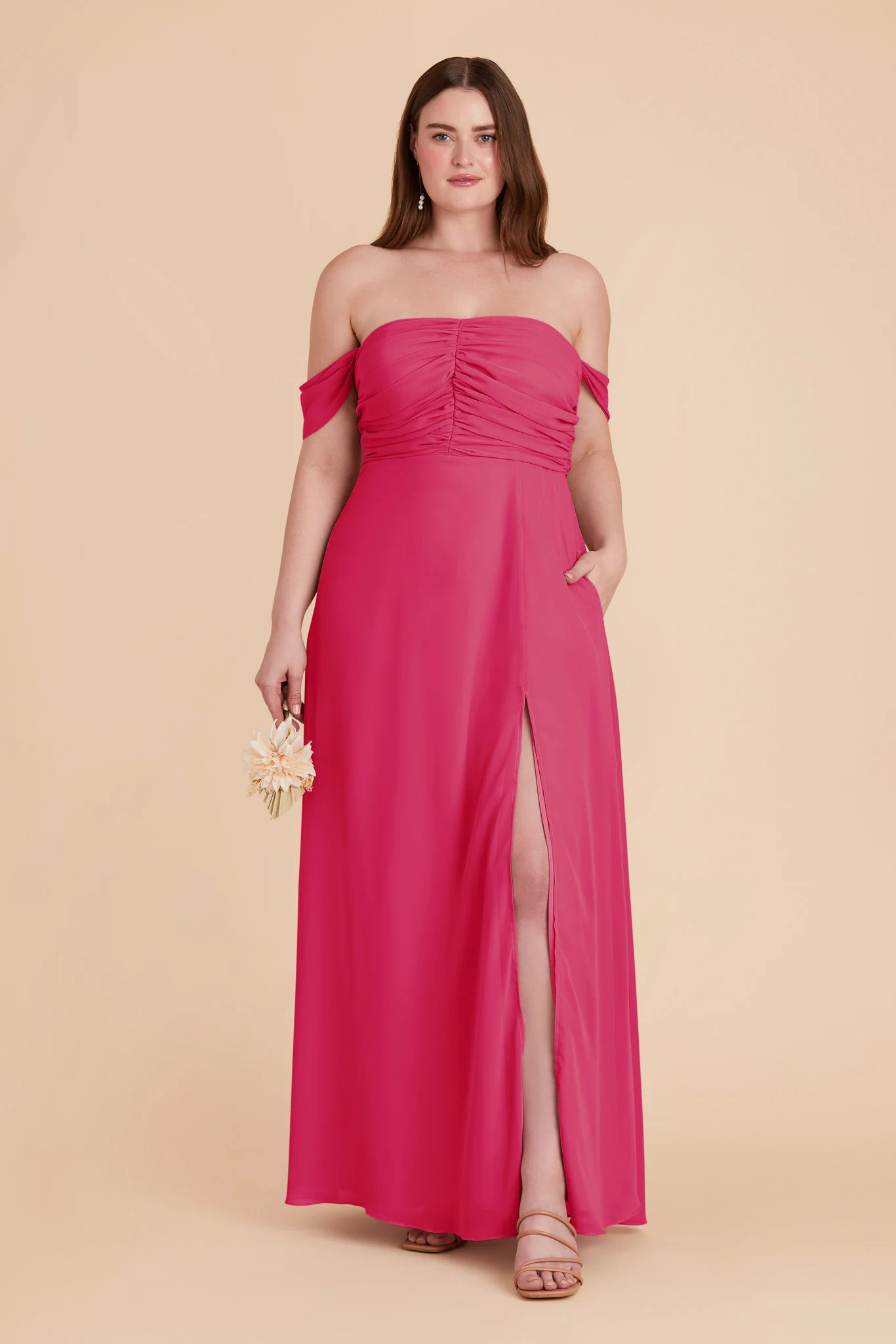 Cara Chiffon Dress - Fuchsia - Image 11