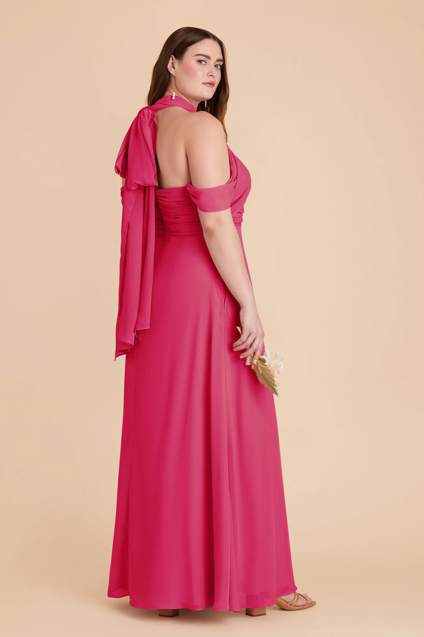 Cara Chiffon Dress - Fuchsia - Image 13