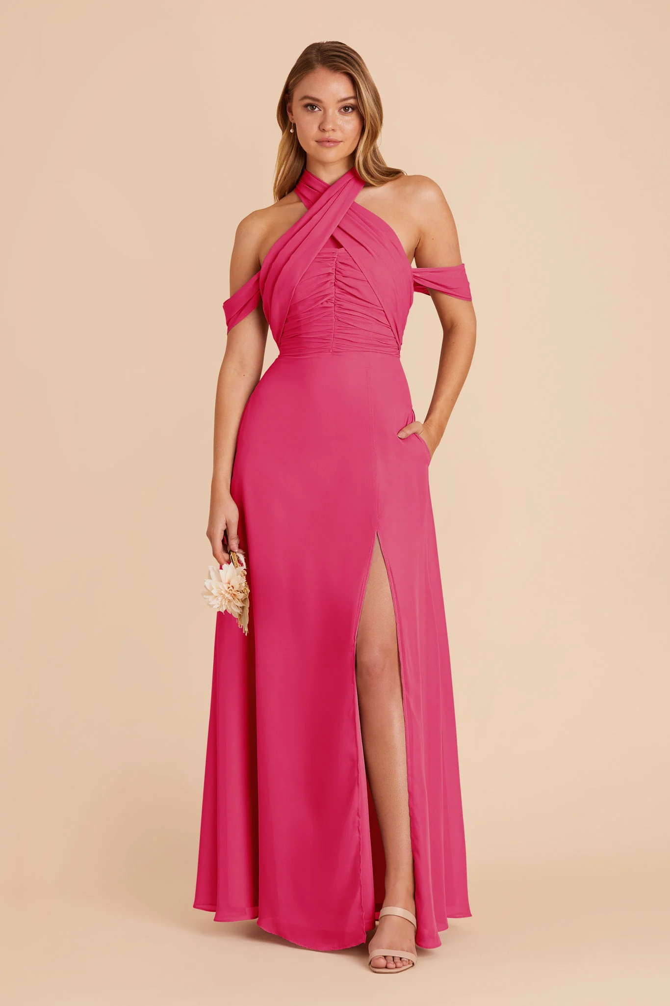 Cara Chiffon Dress - Fuchsia - Image 5