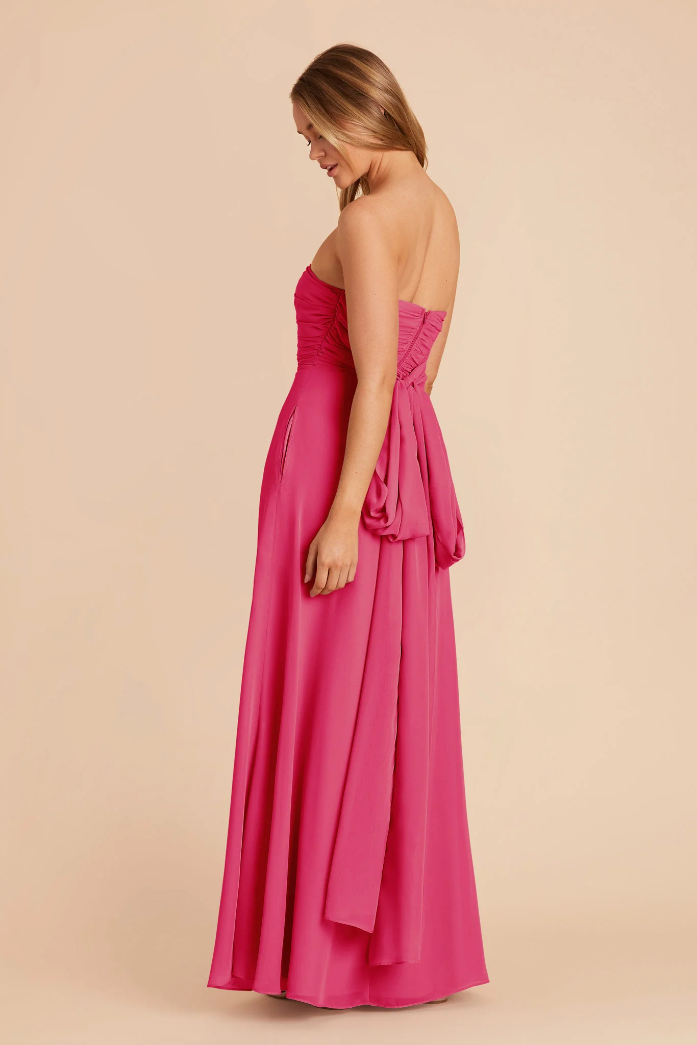 Cara Chiffon Dress - Fuchsia - Image 7