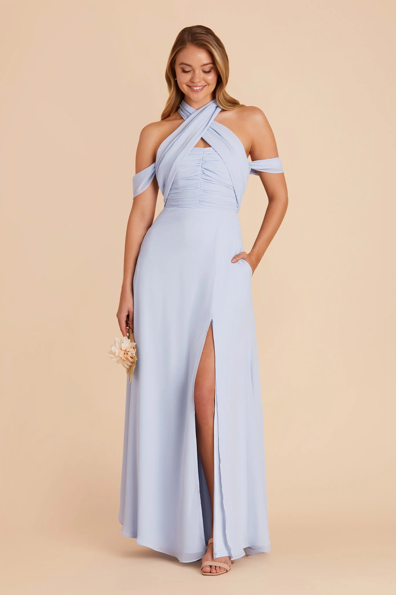 Cara Chiffon Dress - Ice Blue - Image 5