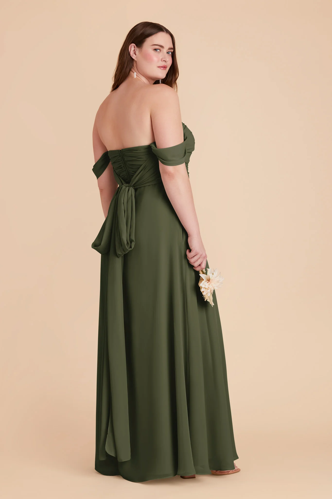 Cara Chiffon Dress - Olive - Image 11