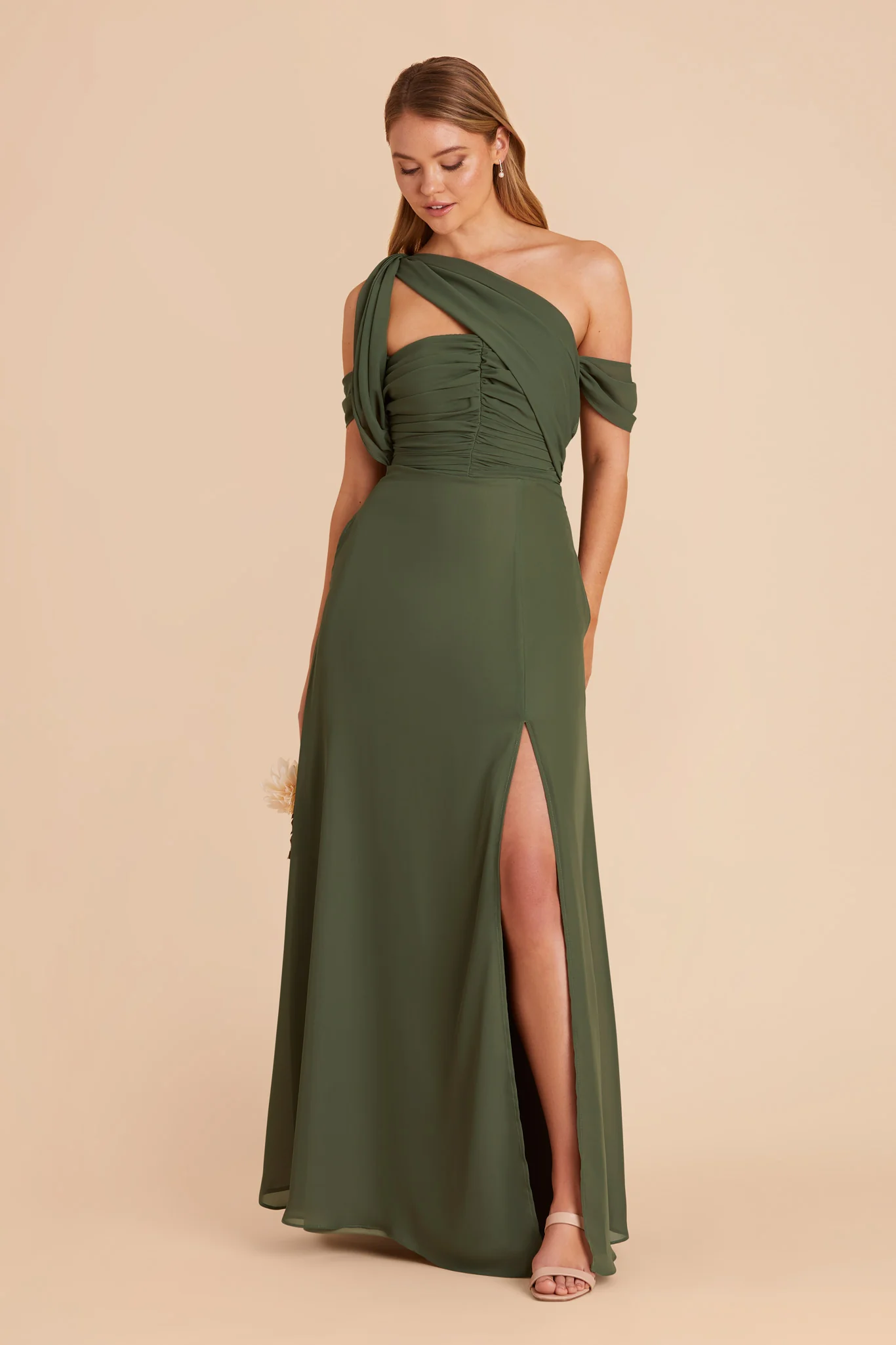 Cara Chiffon Dress - Olive - Image 5
