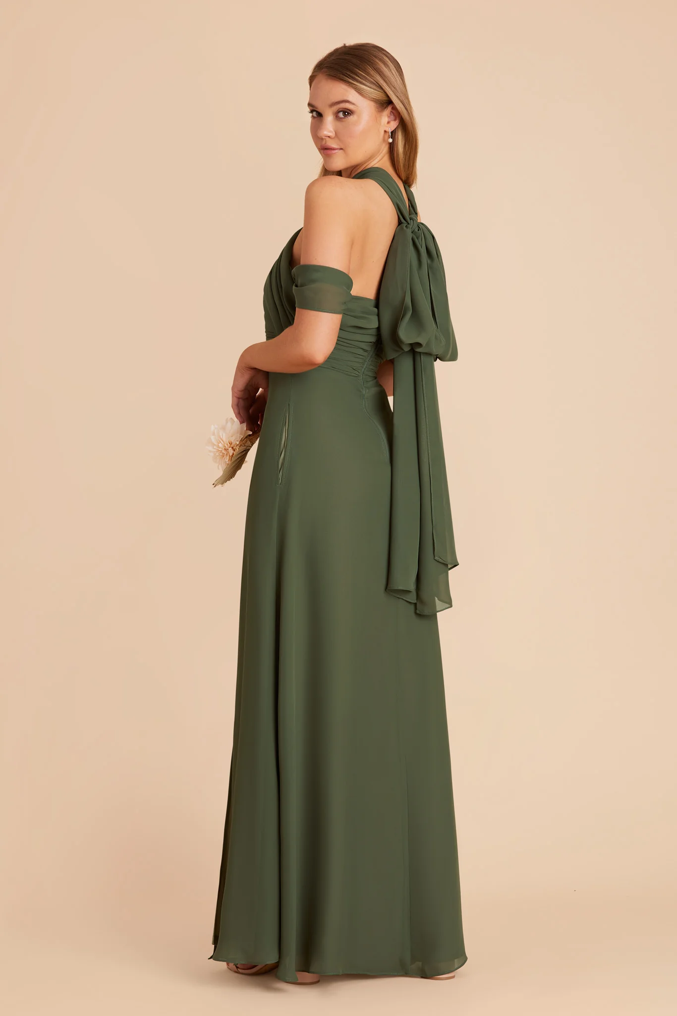Cara Chiffon Dress - Olive - Image 6