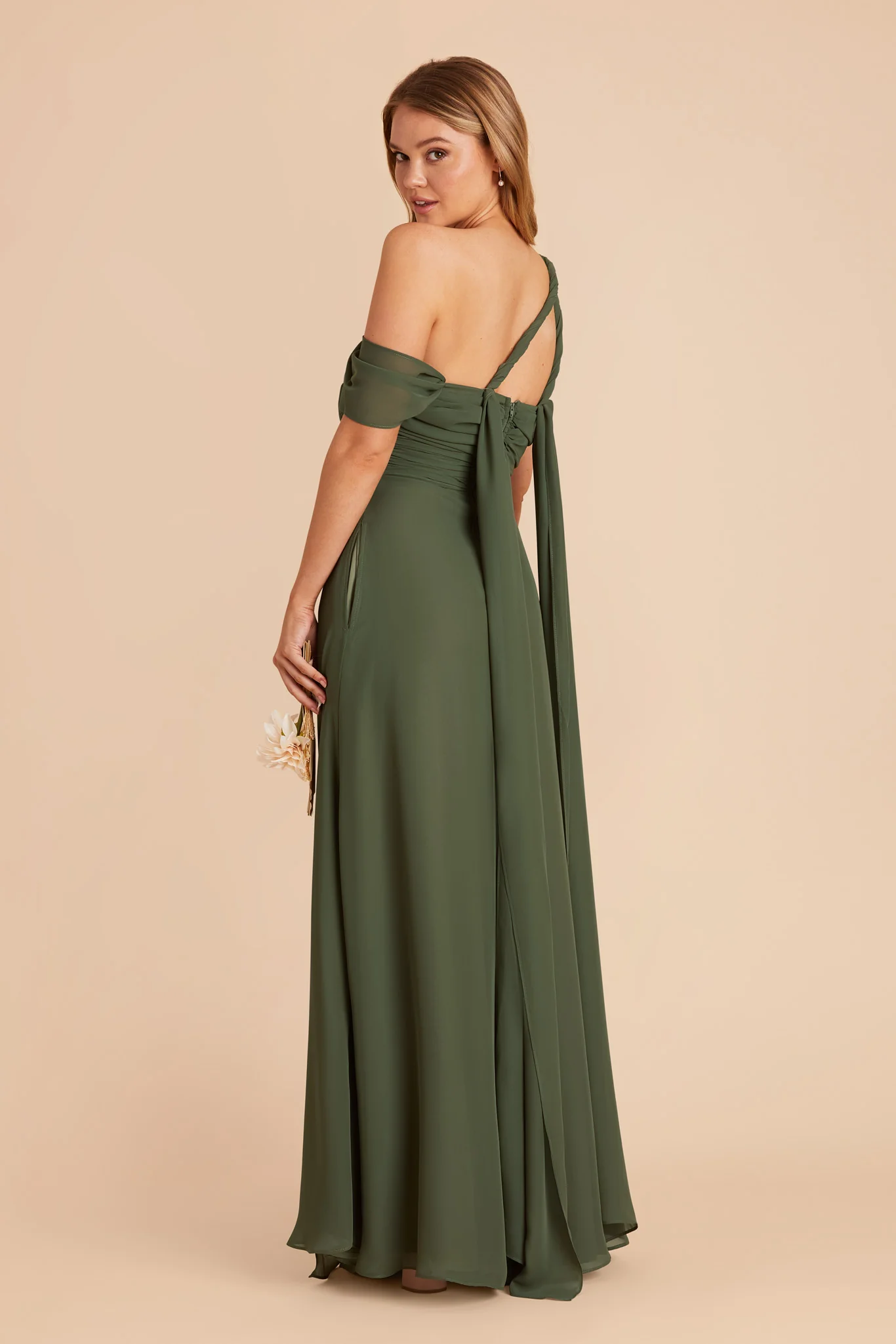 Cara Chiffon Dress - Olive - Image 8