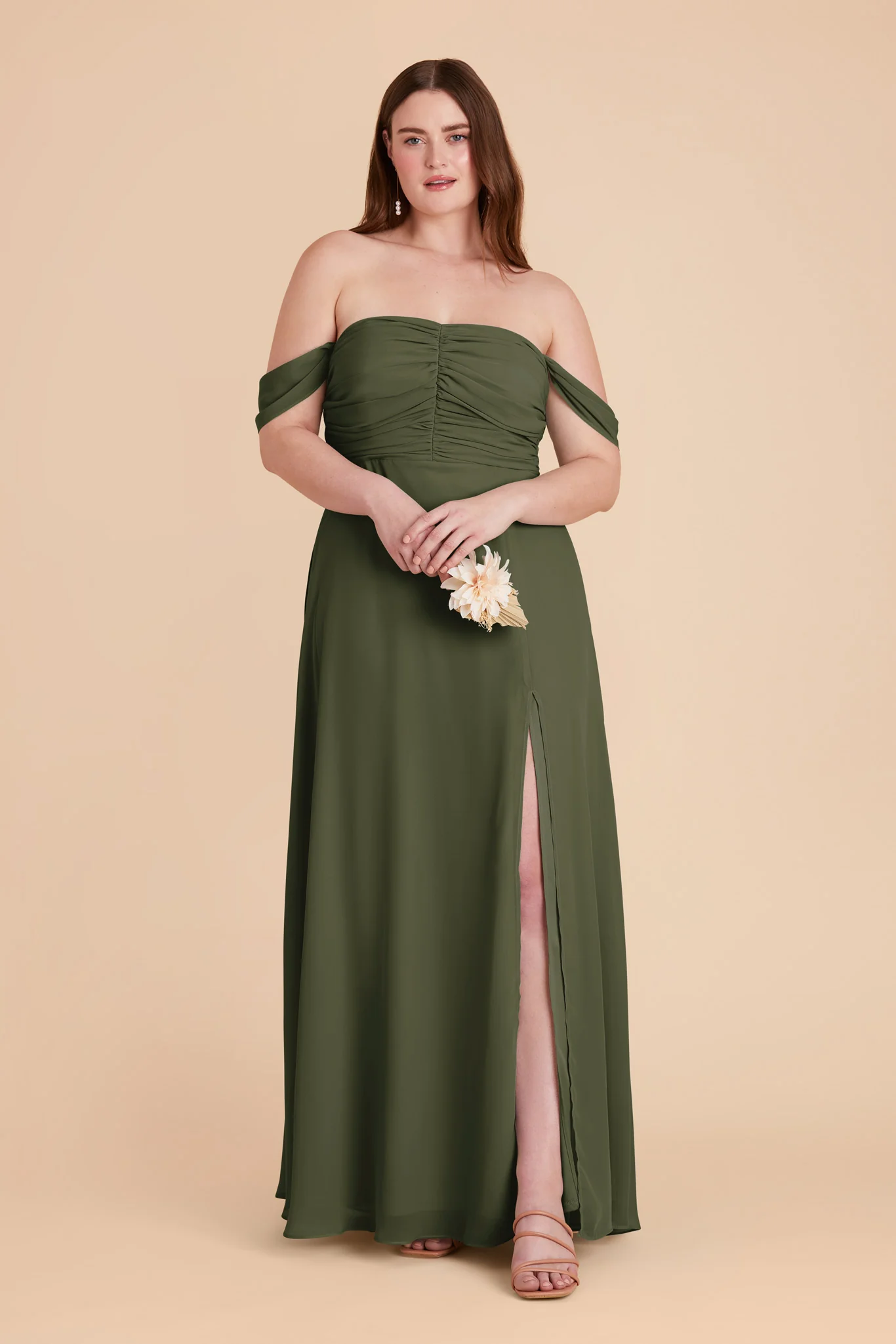 Cara Chiffon Dress - Olive - Image 9