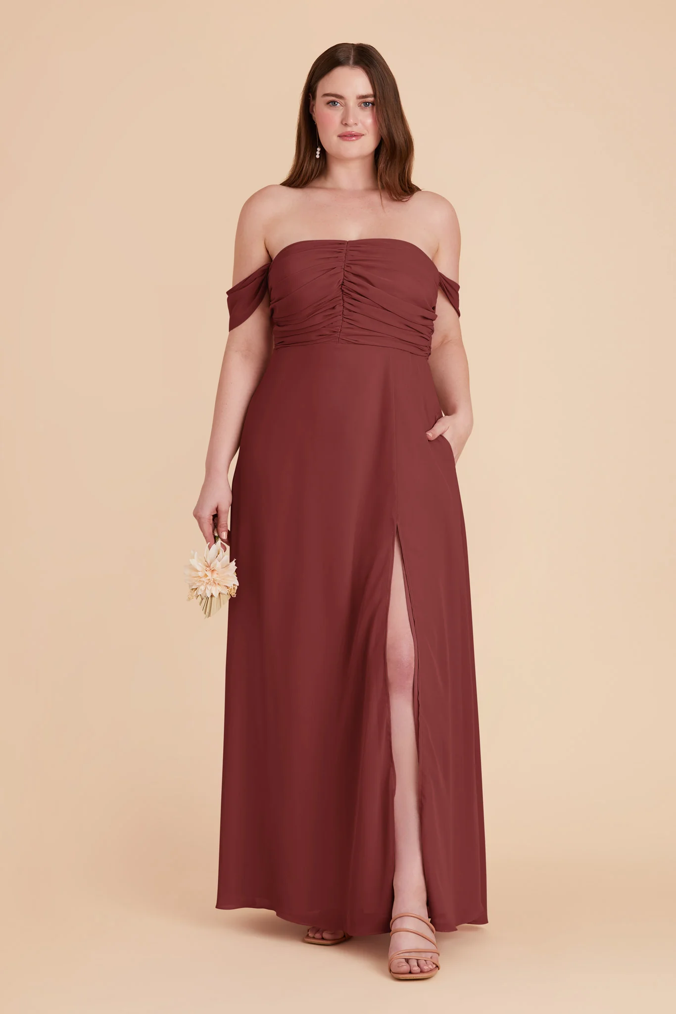 Cara Chiffon Dress - Rosewood - Image 11