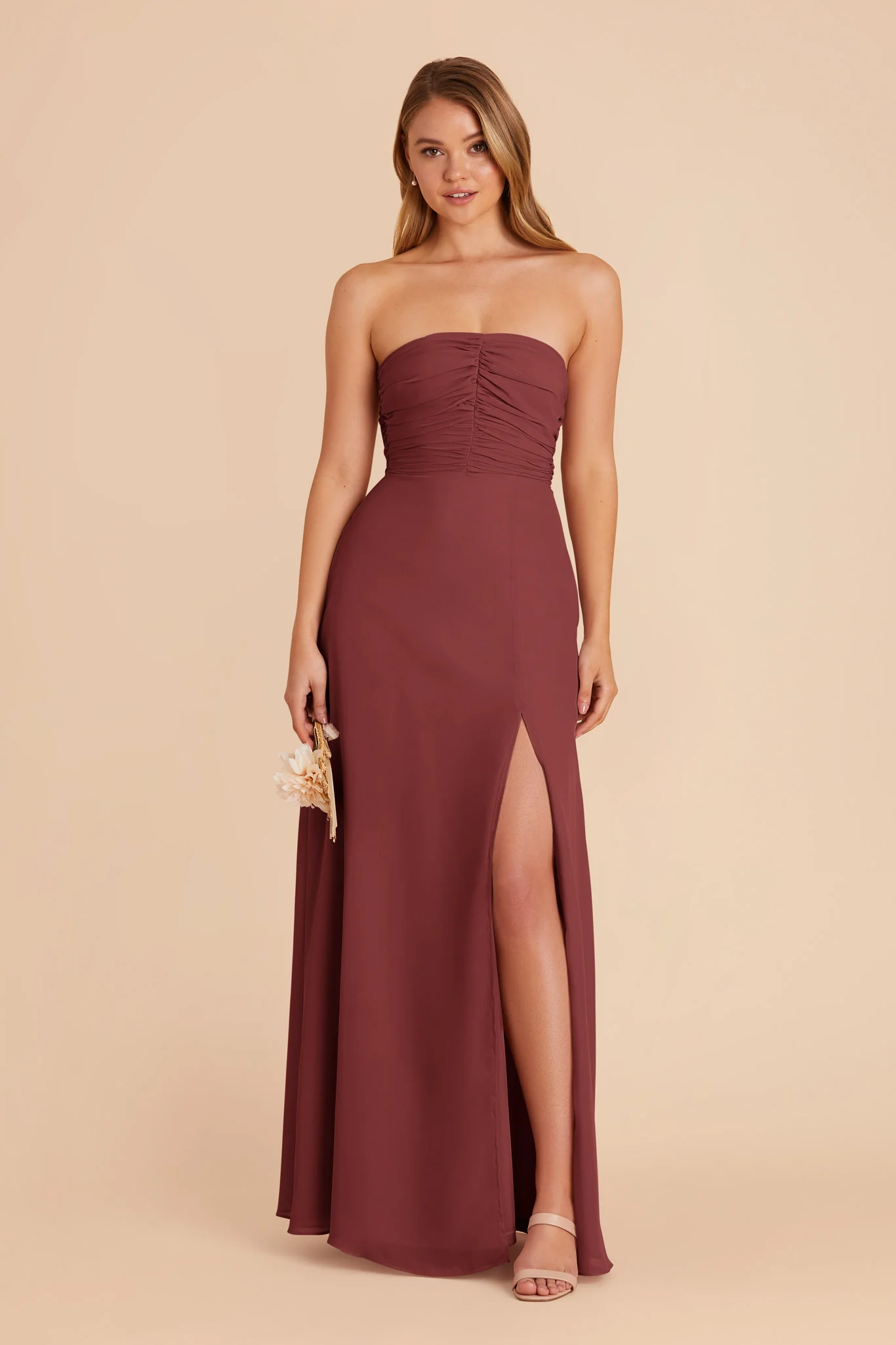 Cara Chiffon Dress - Rosewood - Image 3