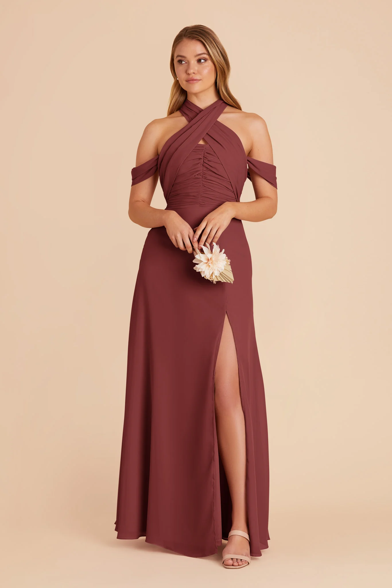 Cara Chiffon Dress - Rosewood - Image 4