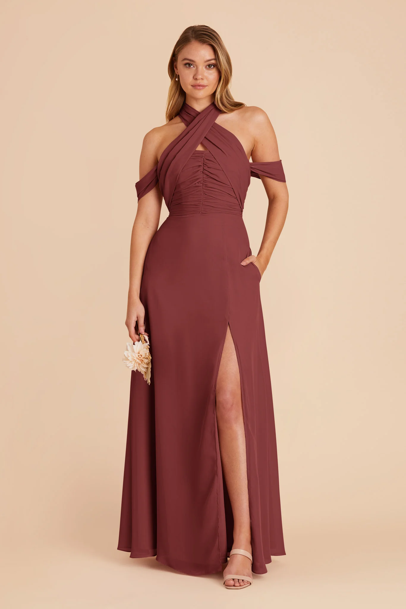 Cara Chiffon Dress - Rosewood - Image 5
