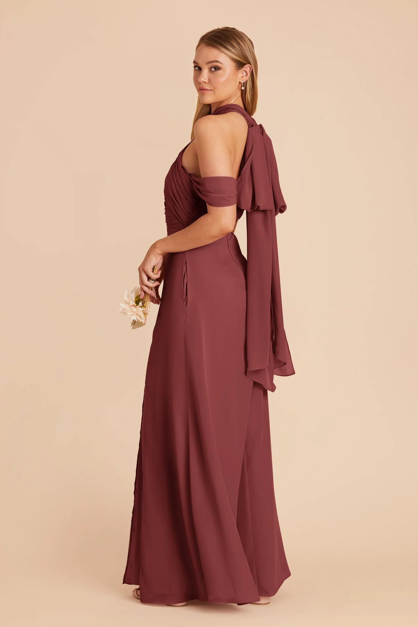Cara Chiffon Dress - Rosewood - Image 7
