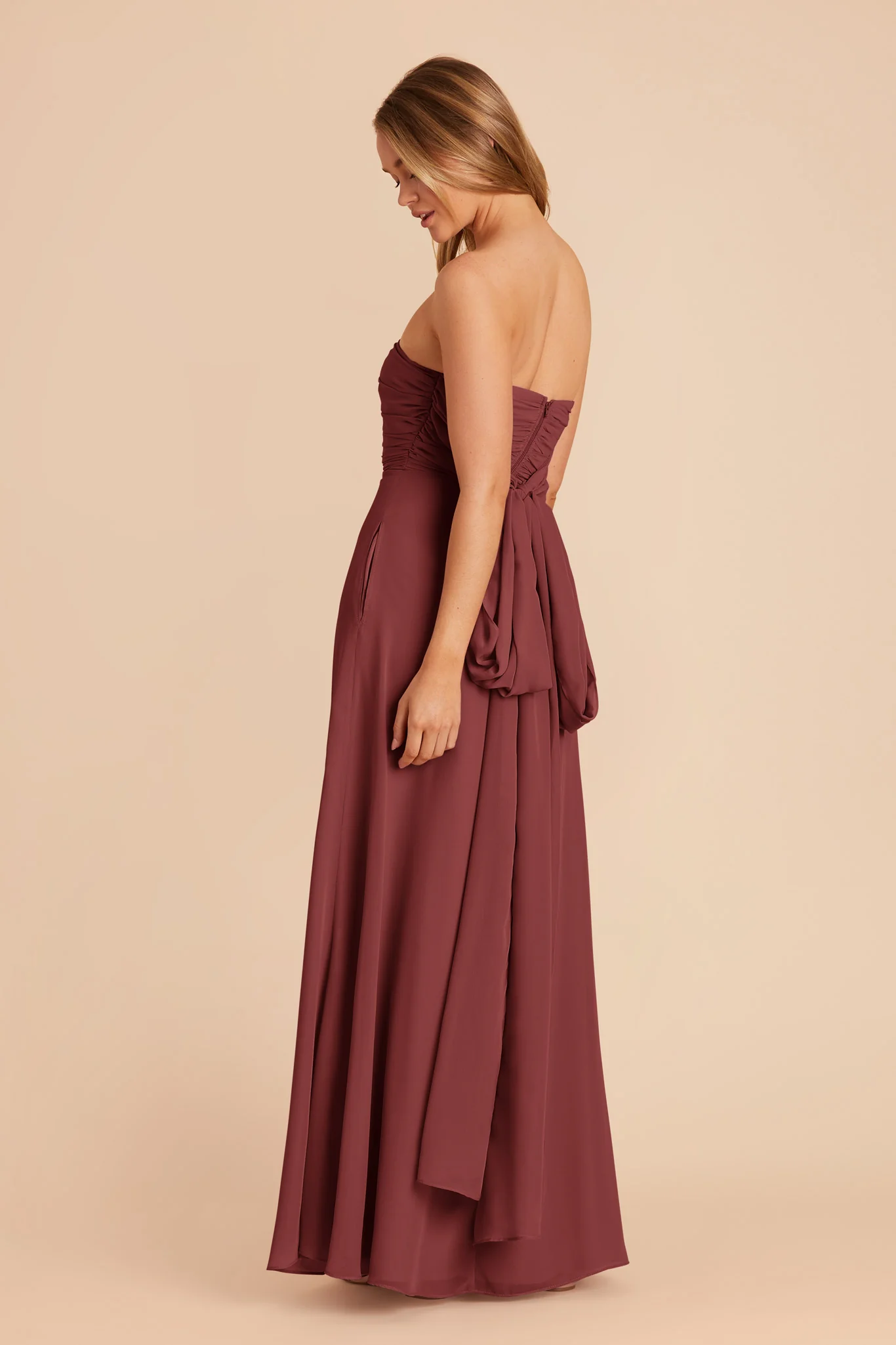 Cara Chiffon Dress - Rosewood - Image 8