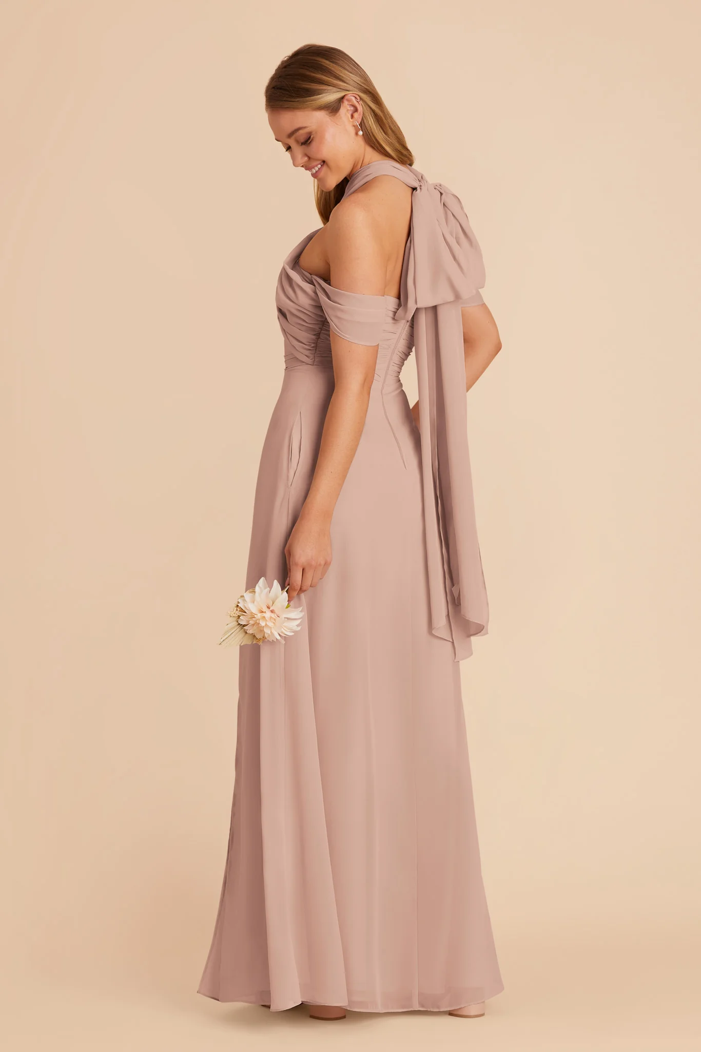 Cara Chiffon Dress - Taupe - Image 7