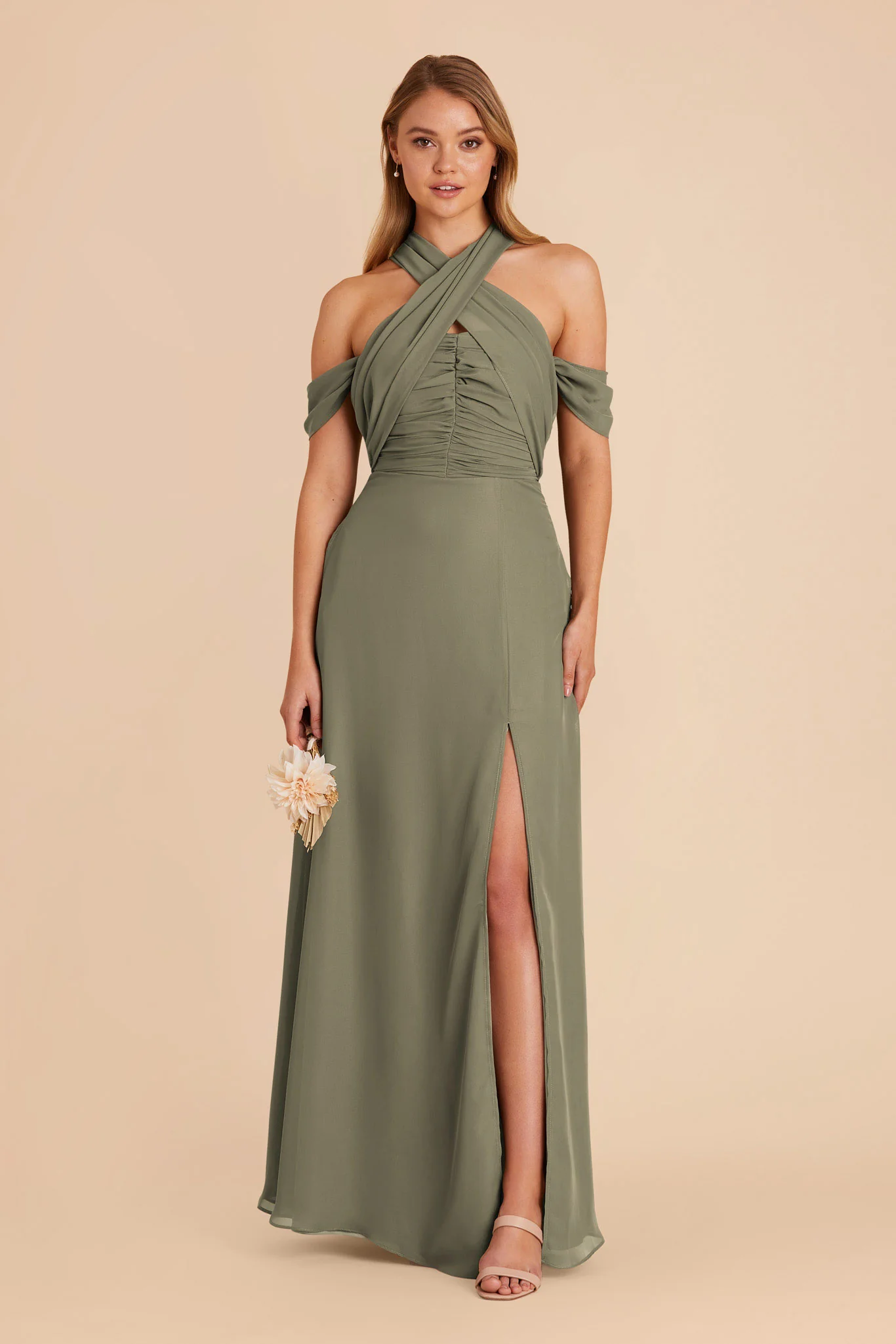 Cara Chiffon Dress - Thyme