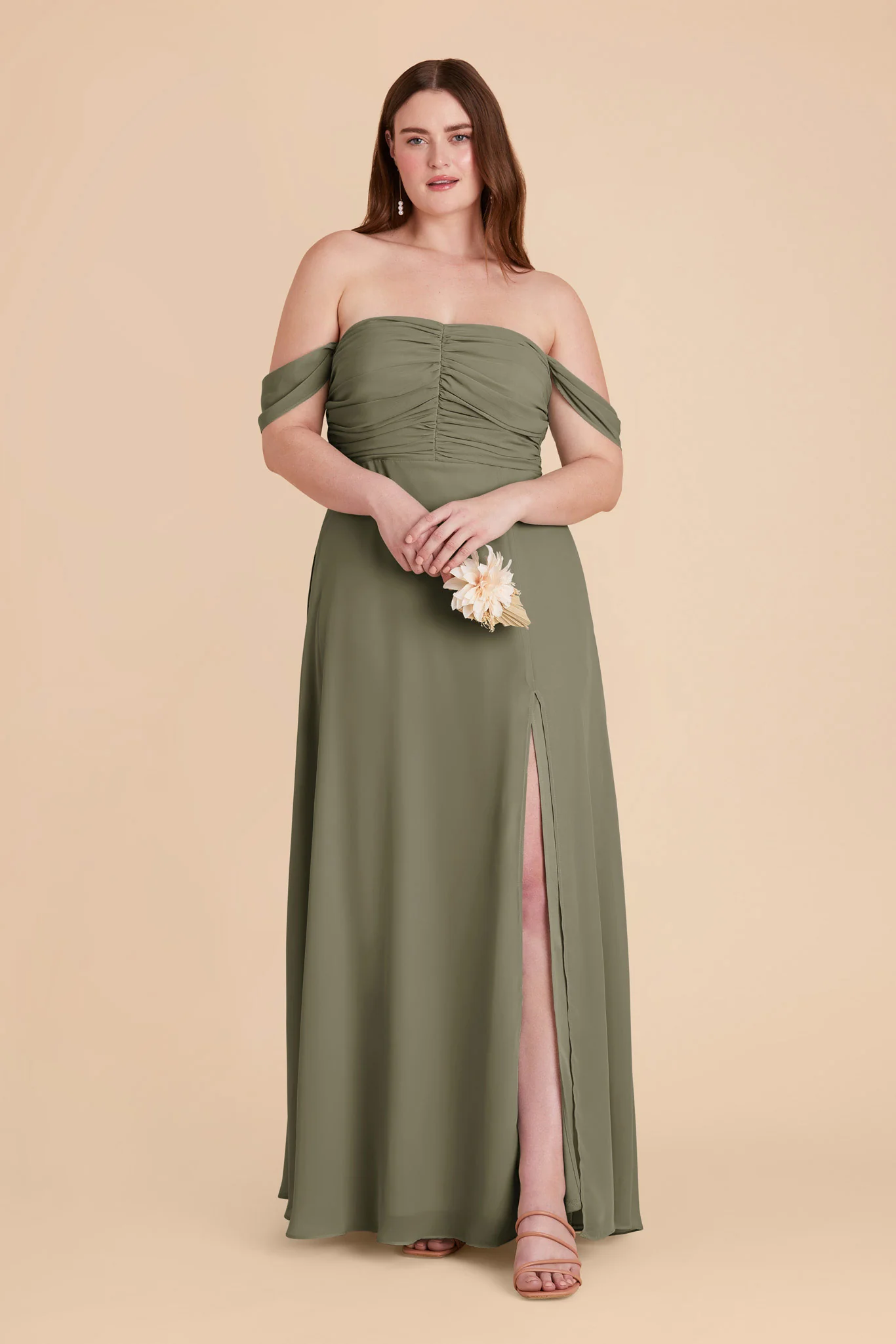 Cara Chiffon Dress - Thyme - Image 10