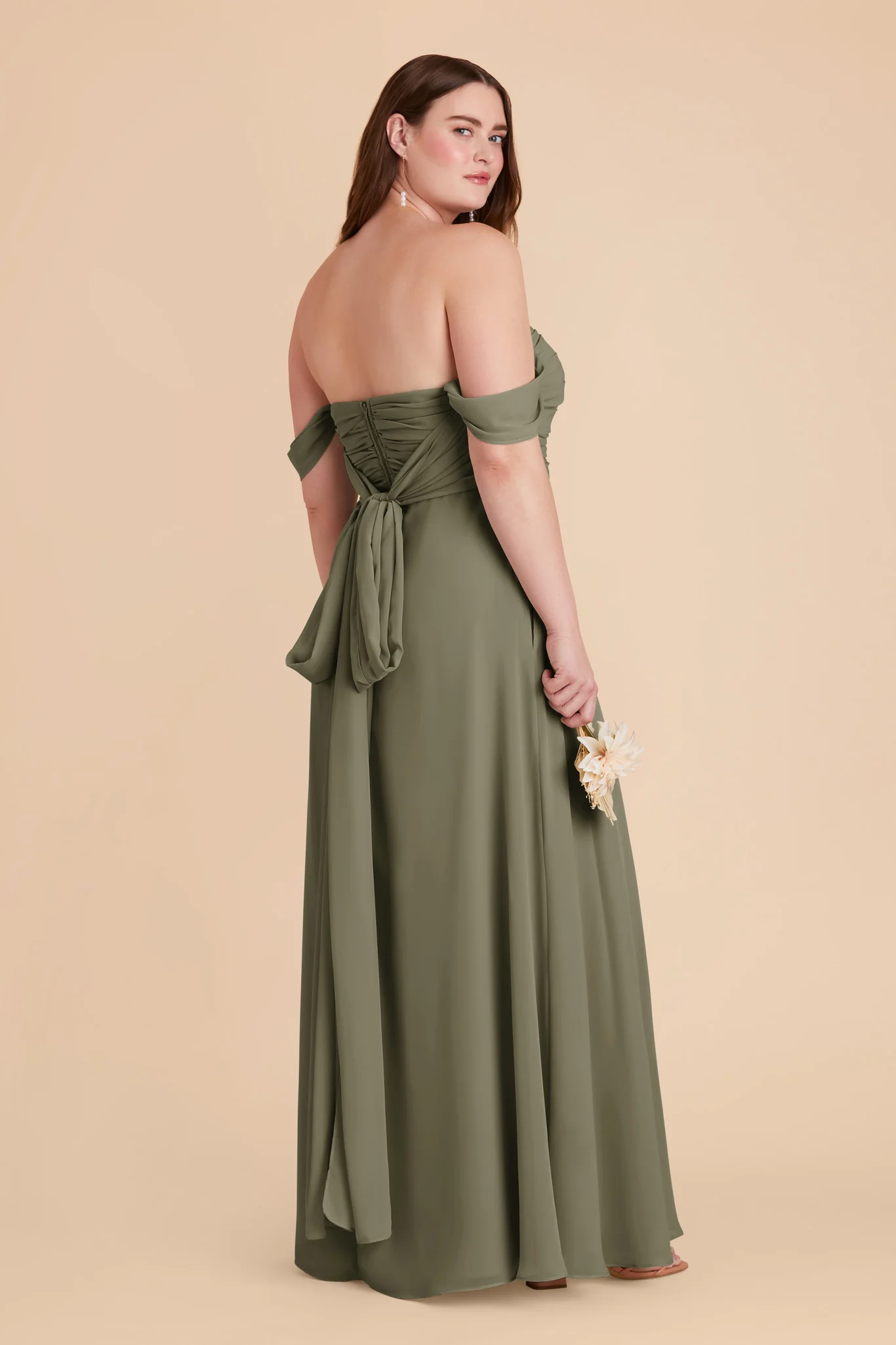 Cara Chiffon Dress - Thyme - Image 11