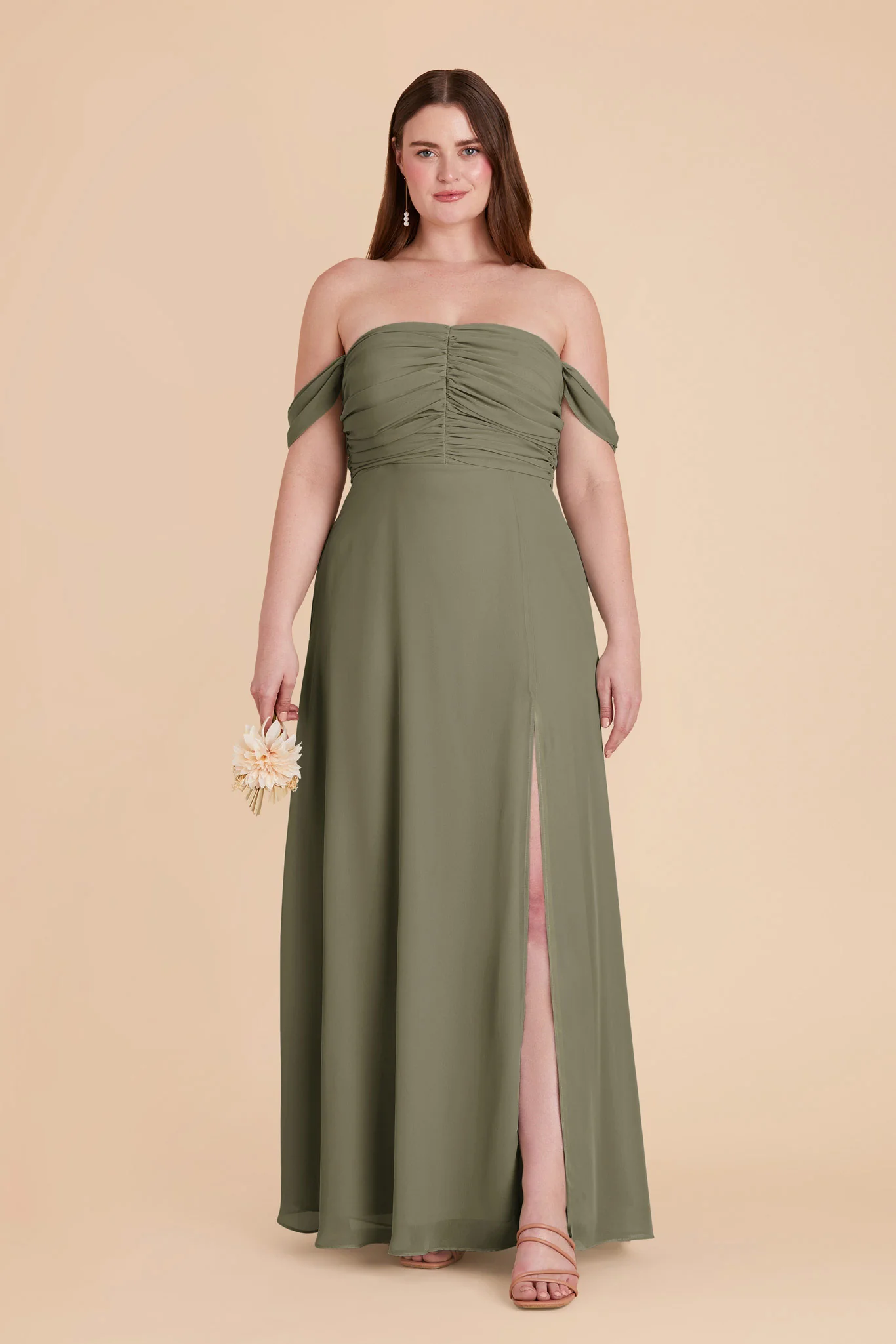 Cara Chiffon Dress - Thyme - Image 2