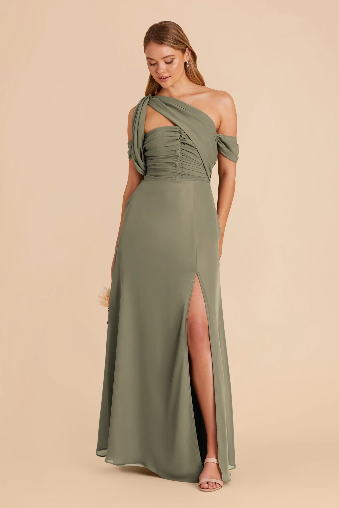 Cara Chiffon Dress - Thyme - Image 5