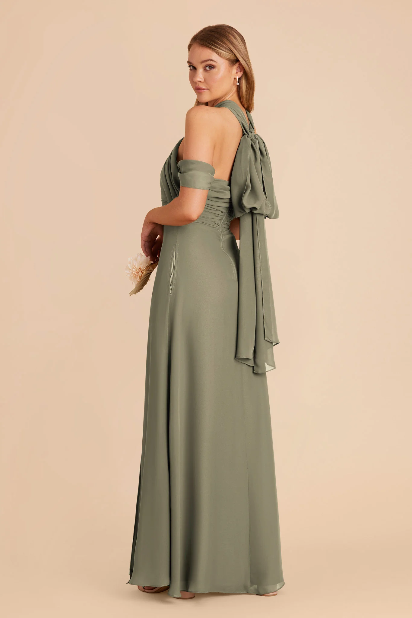 Cara Chiffon Dress - Thyme - Image 6
