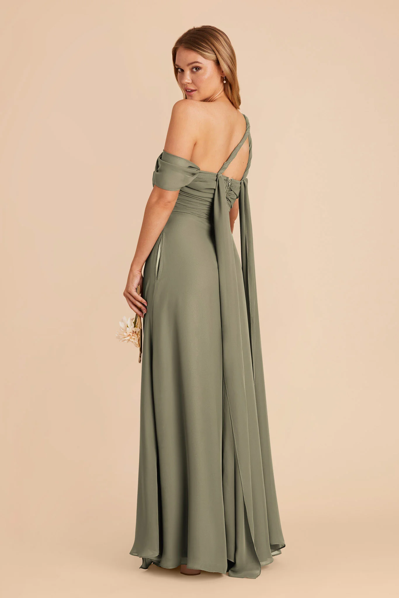 Cara Chiffon Dress - Thyme - Image 7
