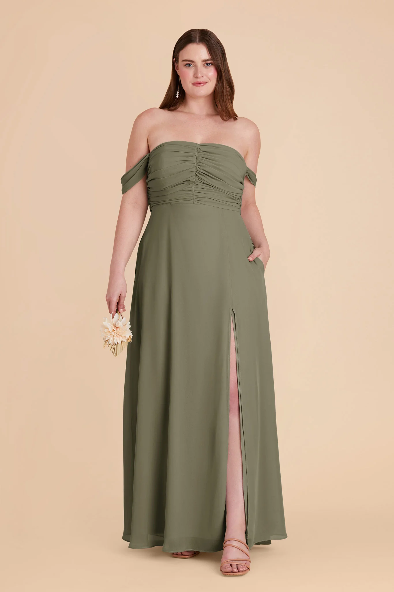 Cara Chiffon Dress - Thyme - Image 9