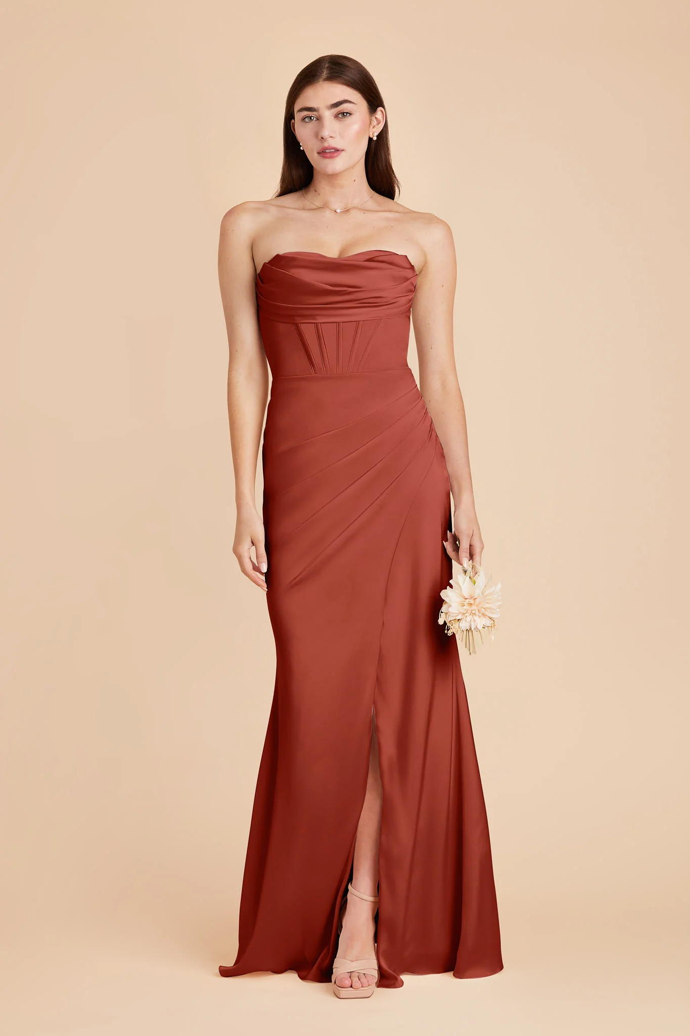 Carrie Matte Satin Dress - Auburn