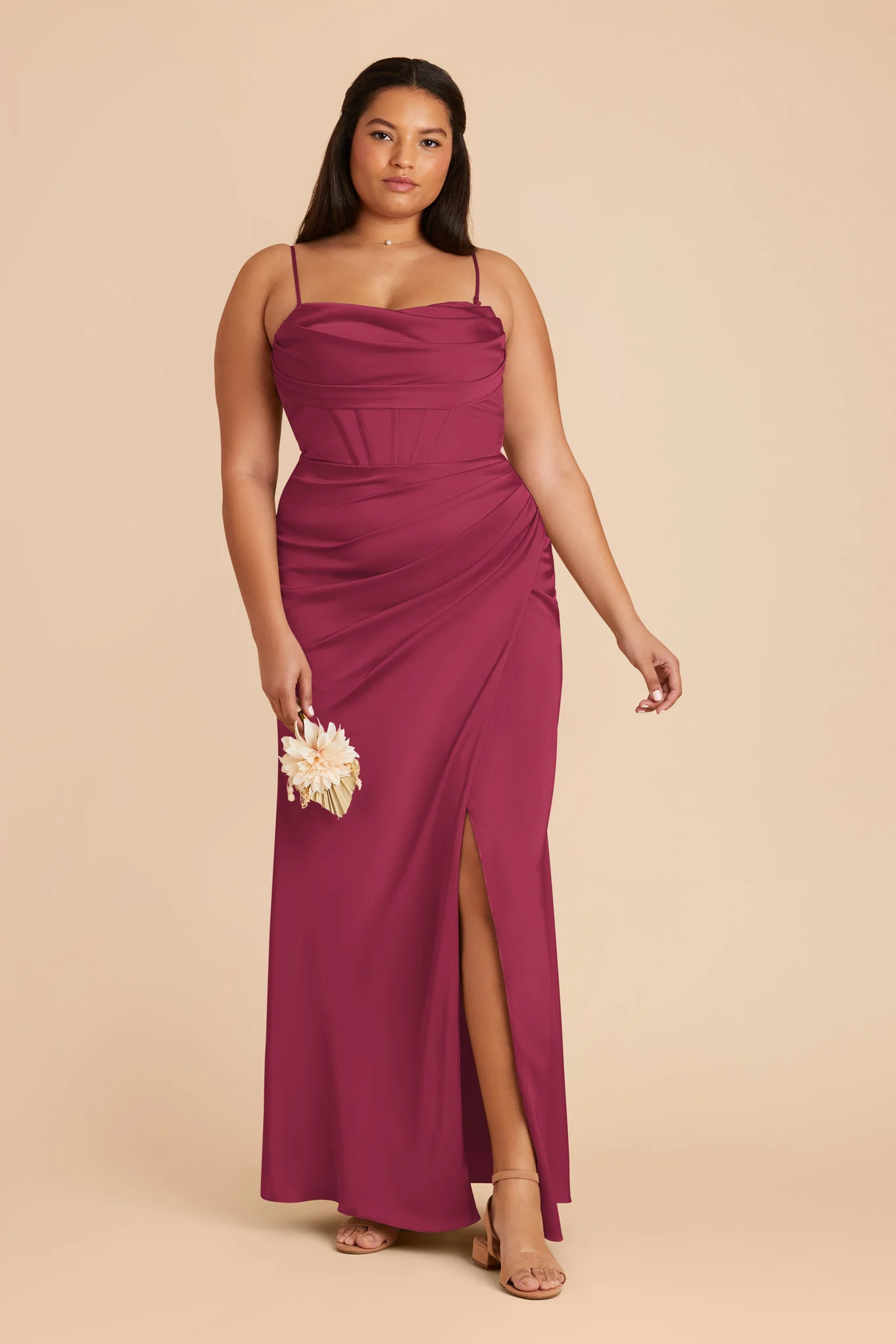Carrie Matte Satin Dress - Berry - Image 2