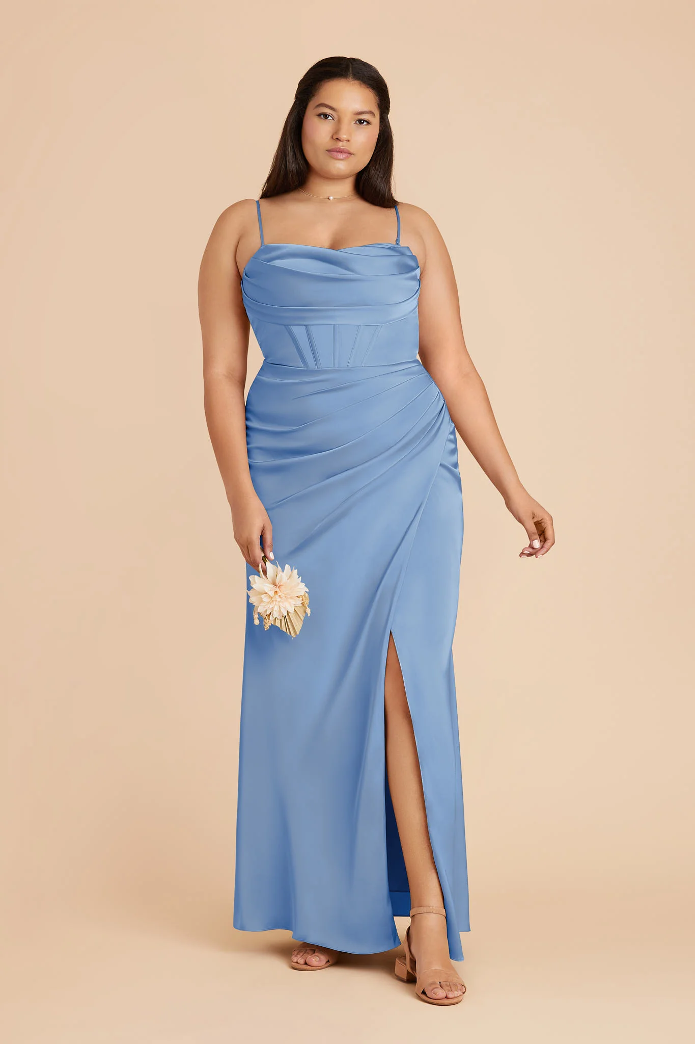 Carrie Matte Satin Dress - Bluebell - Image 2