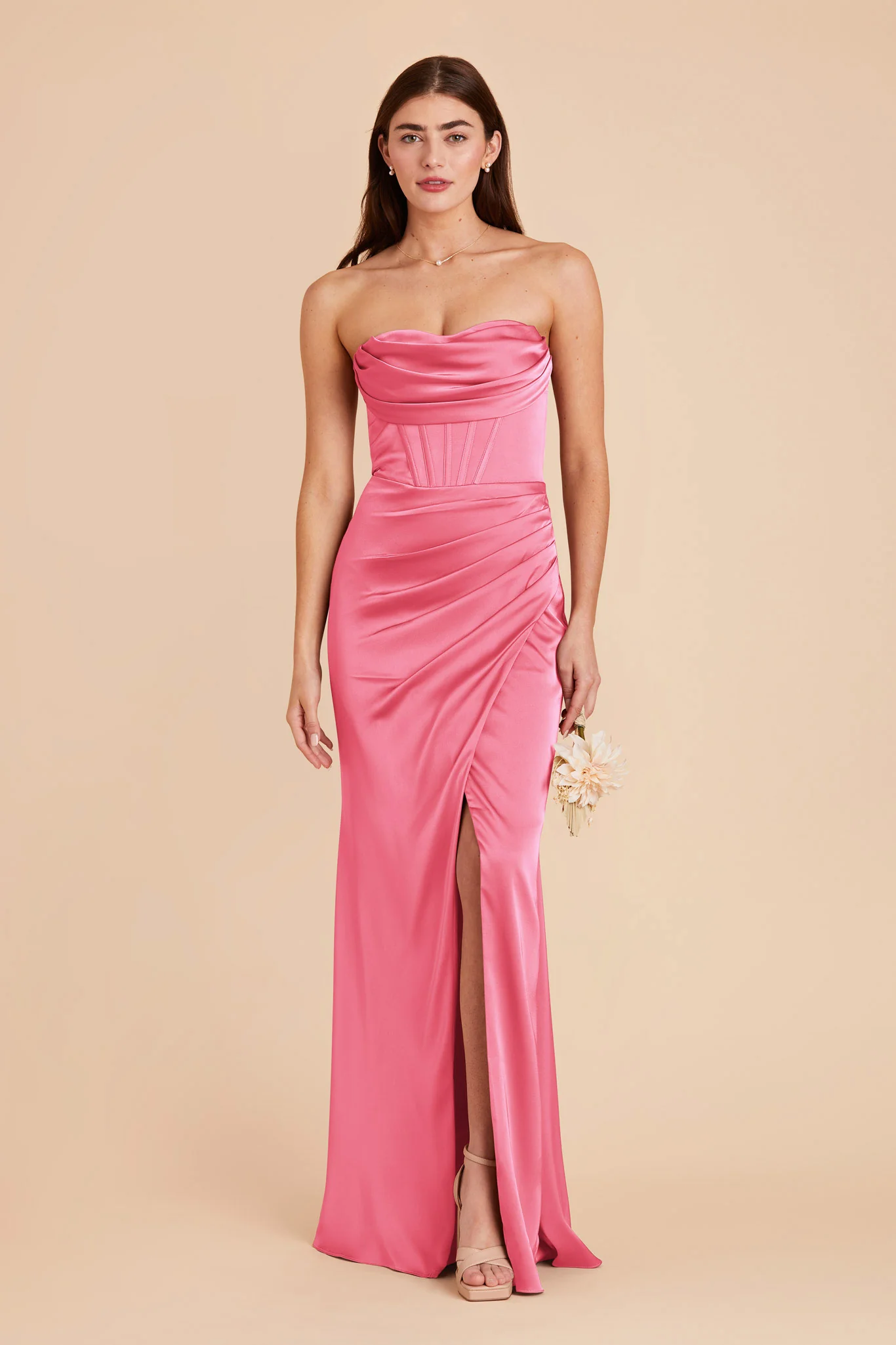 Carrie Matte Satin Dress - Bon Bon Pink - Image 4