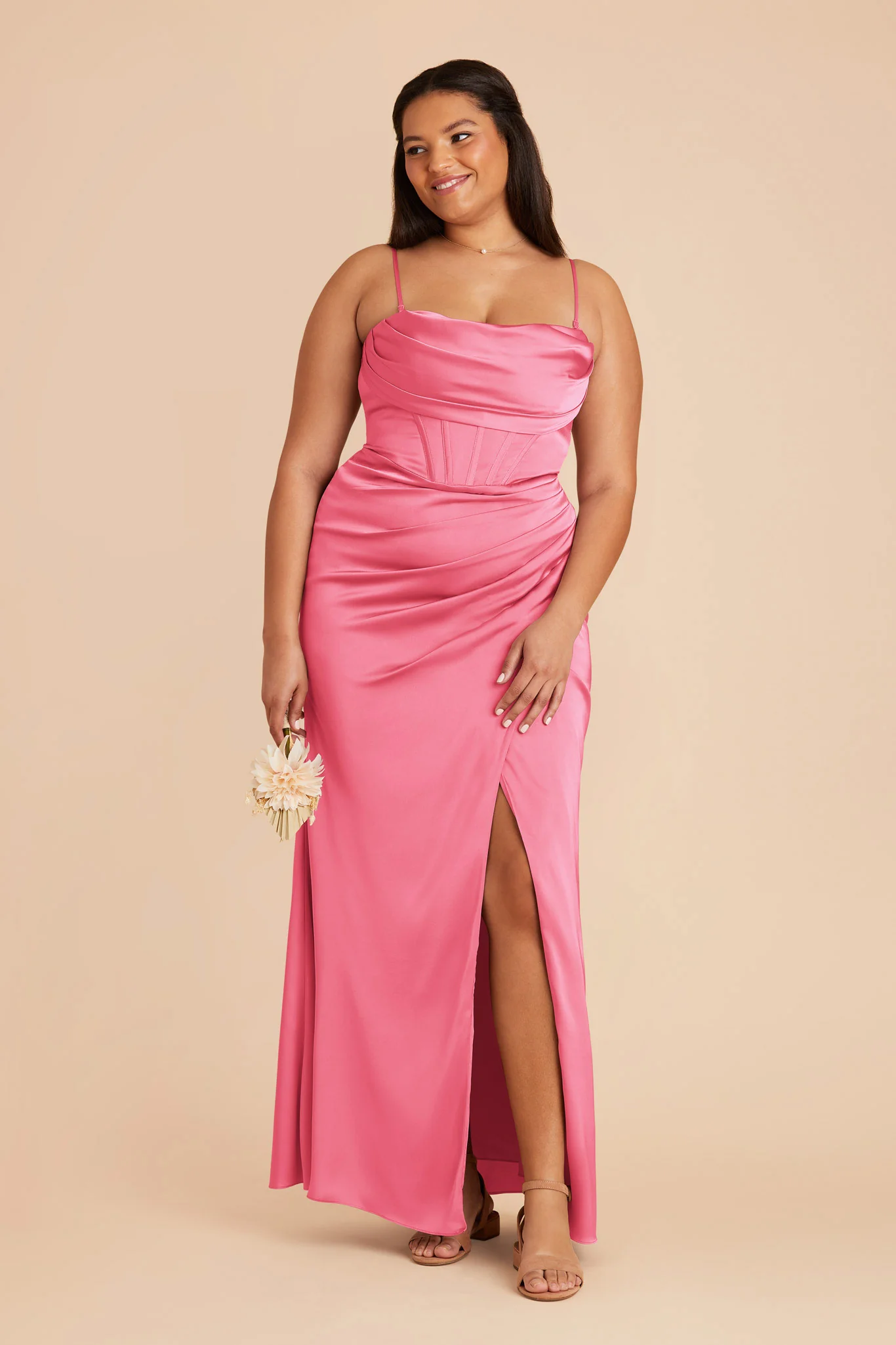 Carrie Matte Satin Dress - Bon Bon Pink - Image 7