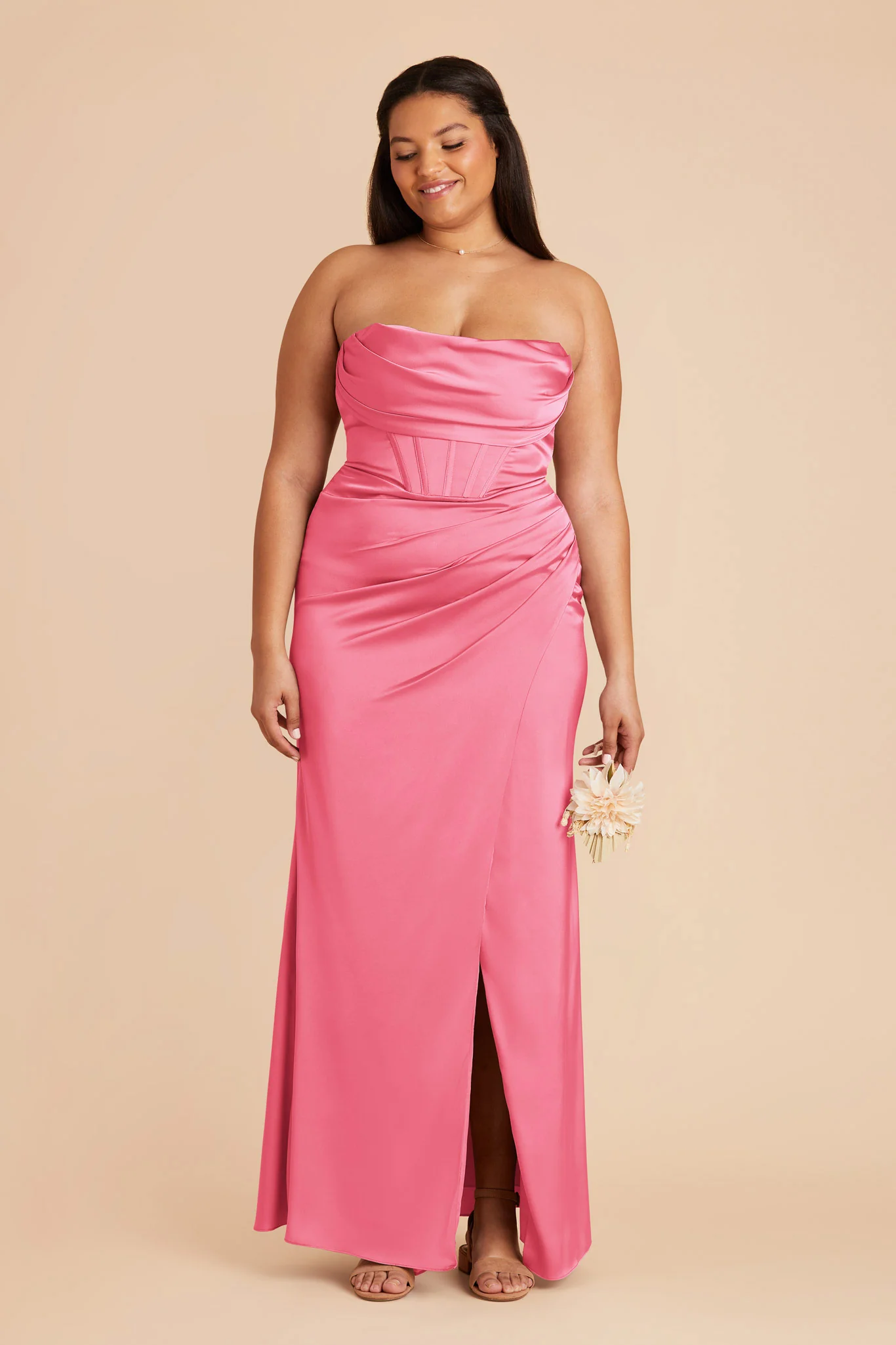 Carrie Matte Satin Dress - Bon Bon Pink - Image 8