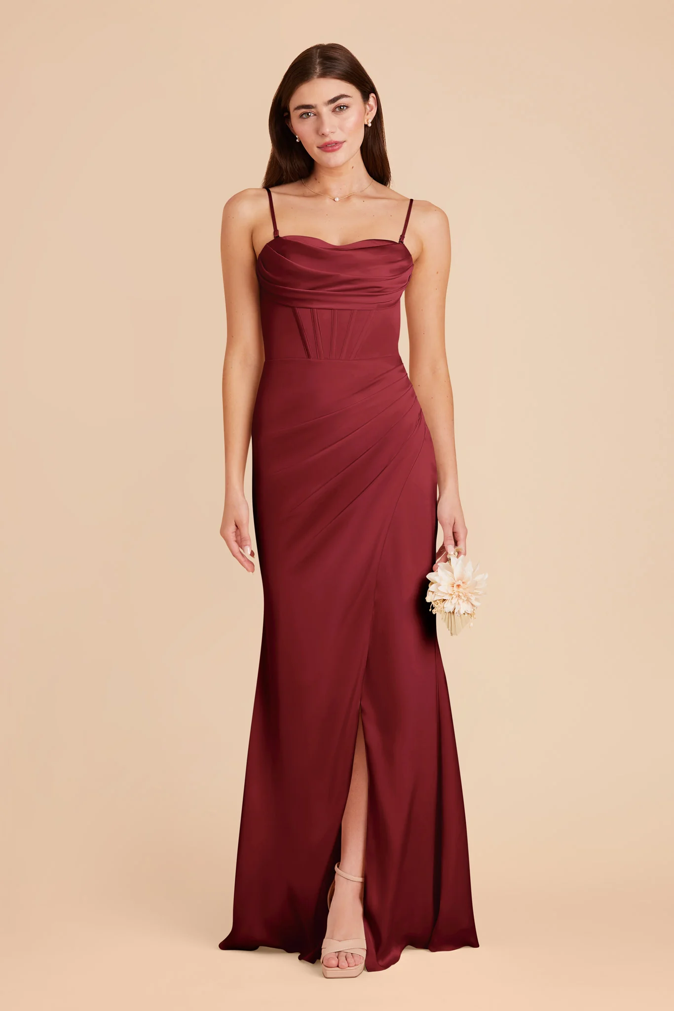 Carrie Matte Satin Dress - Burgundy