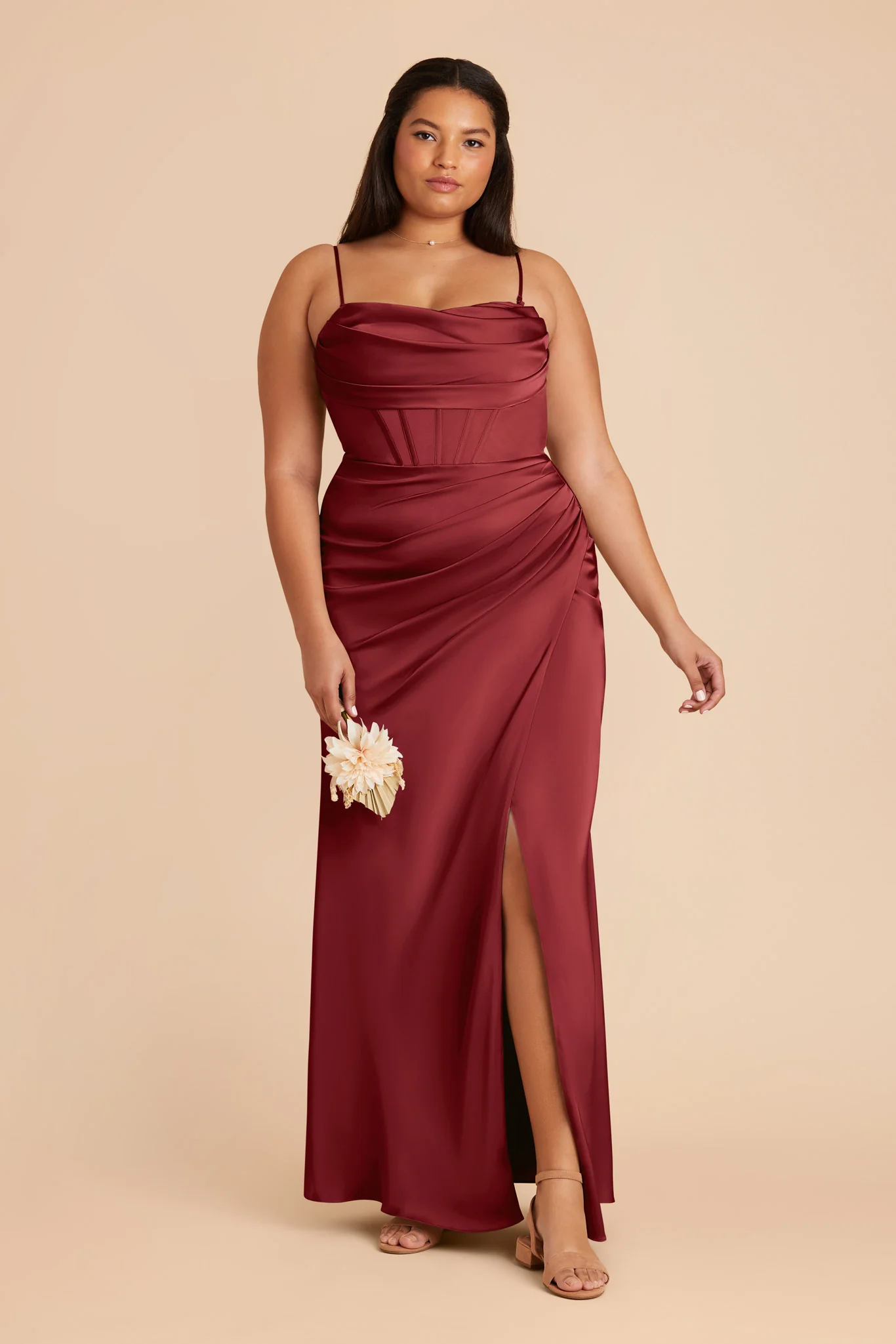 Carrie Matte Satin Dress - Burgundy - Image 7