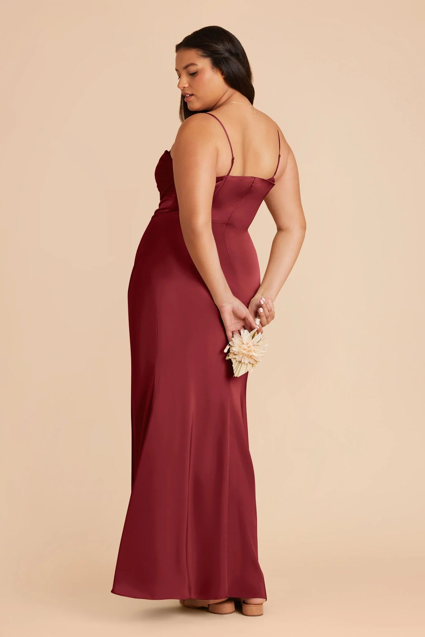 Carrie Matte Satin Dress - Burgundy - Image 8