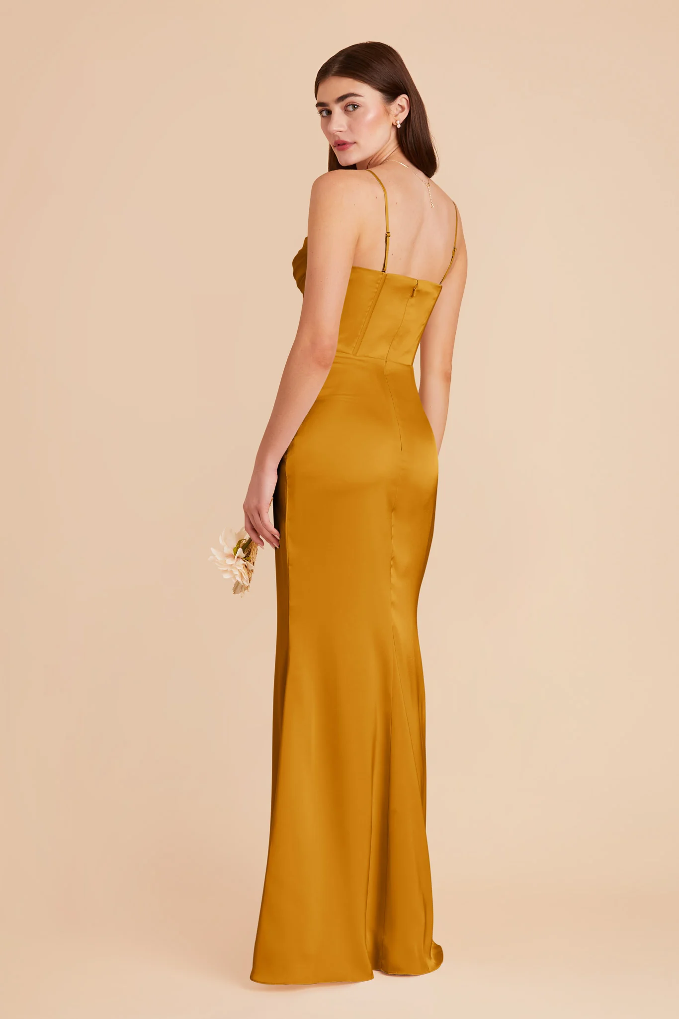 Carrie Matte Satin Dress - Butterscotch - Image 5