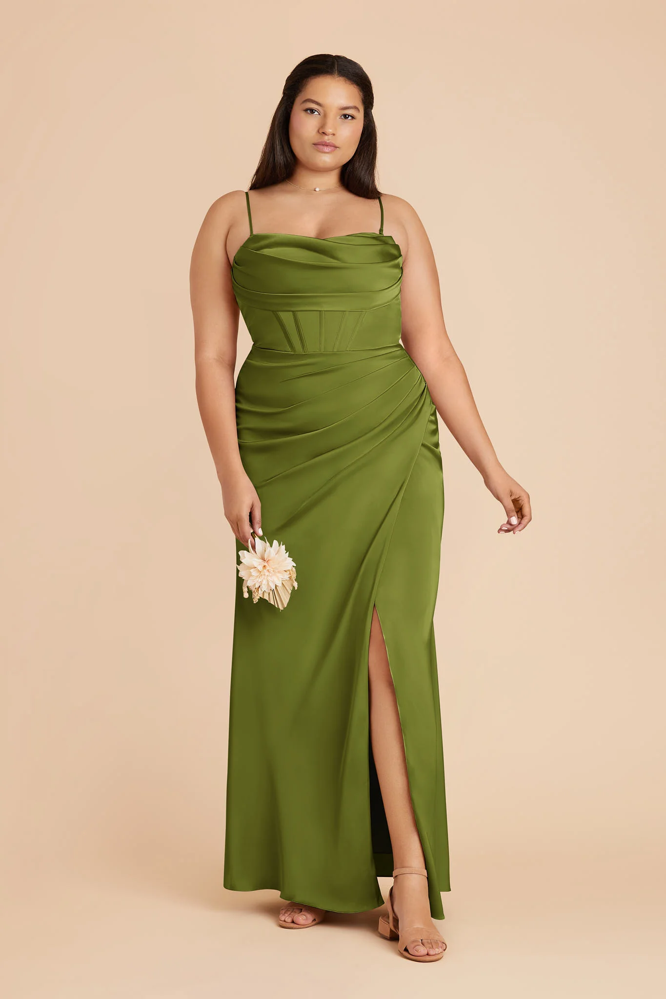 Carrie Matte Satin Dress - Cactus - Image 2