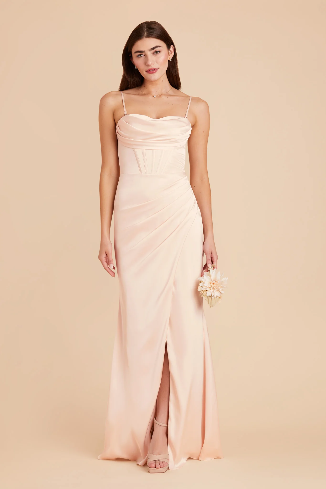 Carrie Matte Satin Dress - Champagne - Image 4
